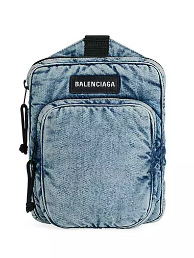 Explorer Denim Belt Bag in Blue - Balenciaga