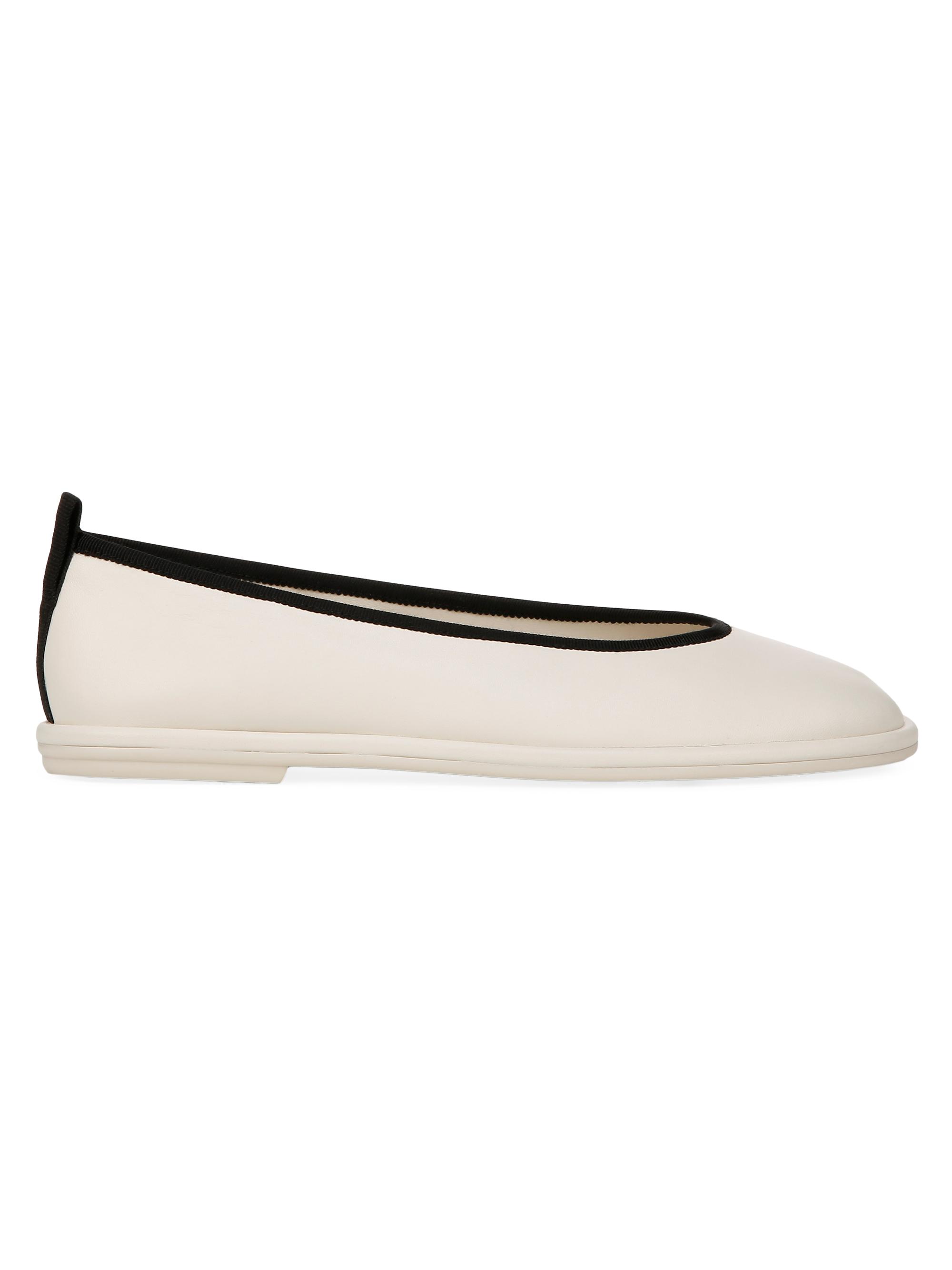 Vince Women's Sofia Leather Skimmer Ballet Flats - Milk