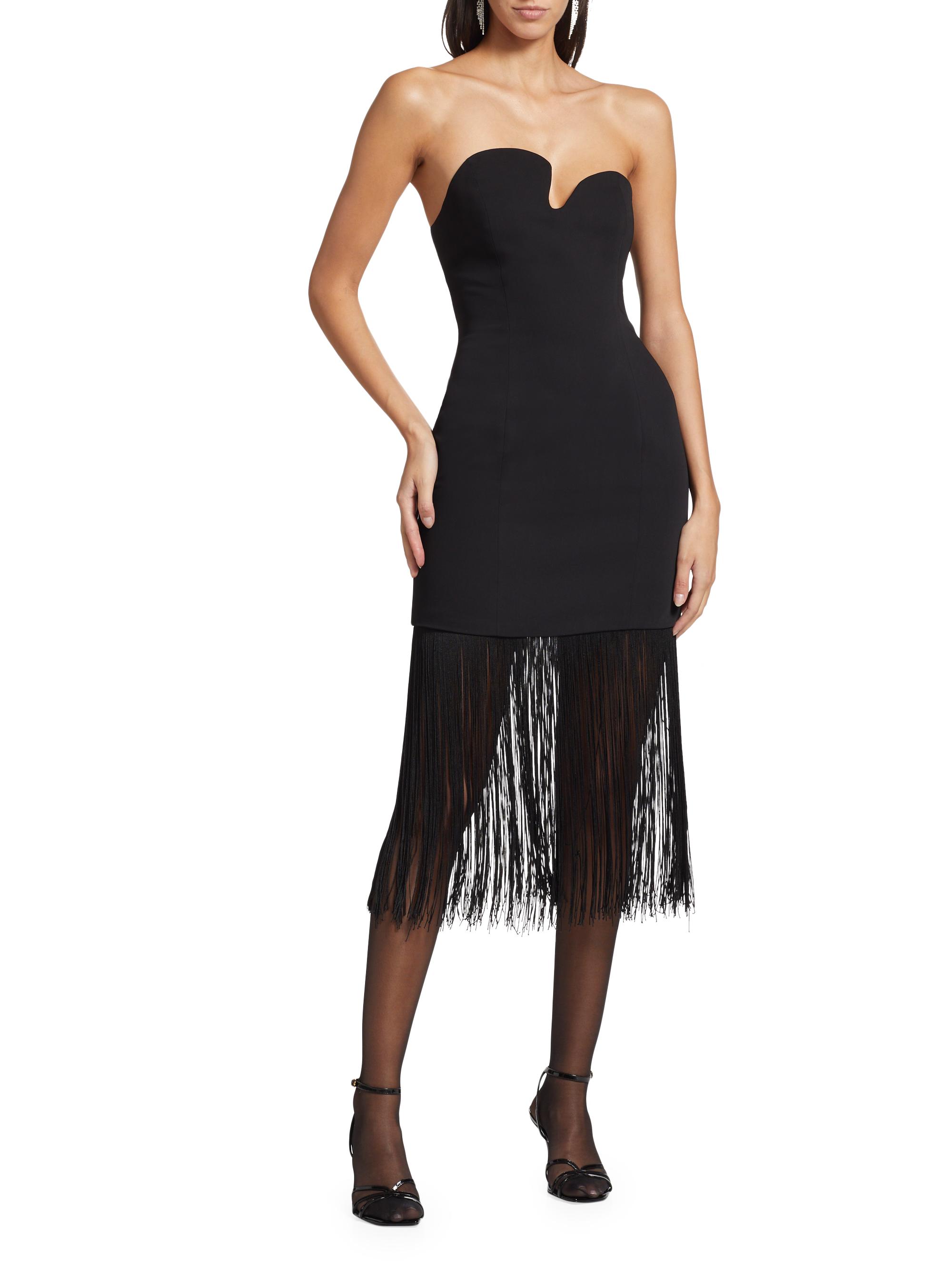 Amanda Uprichard Puzzle Fringe-Trimmed Strapless Midi-Dress | Saks