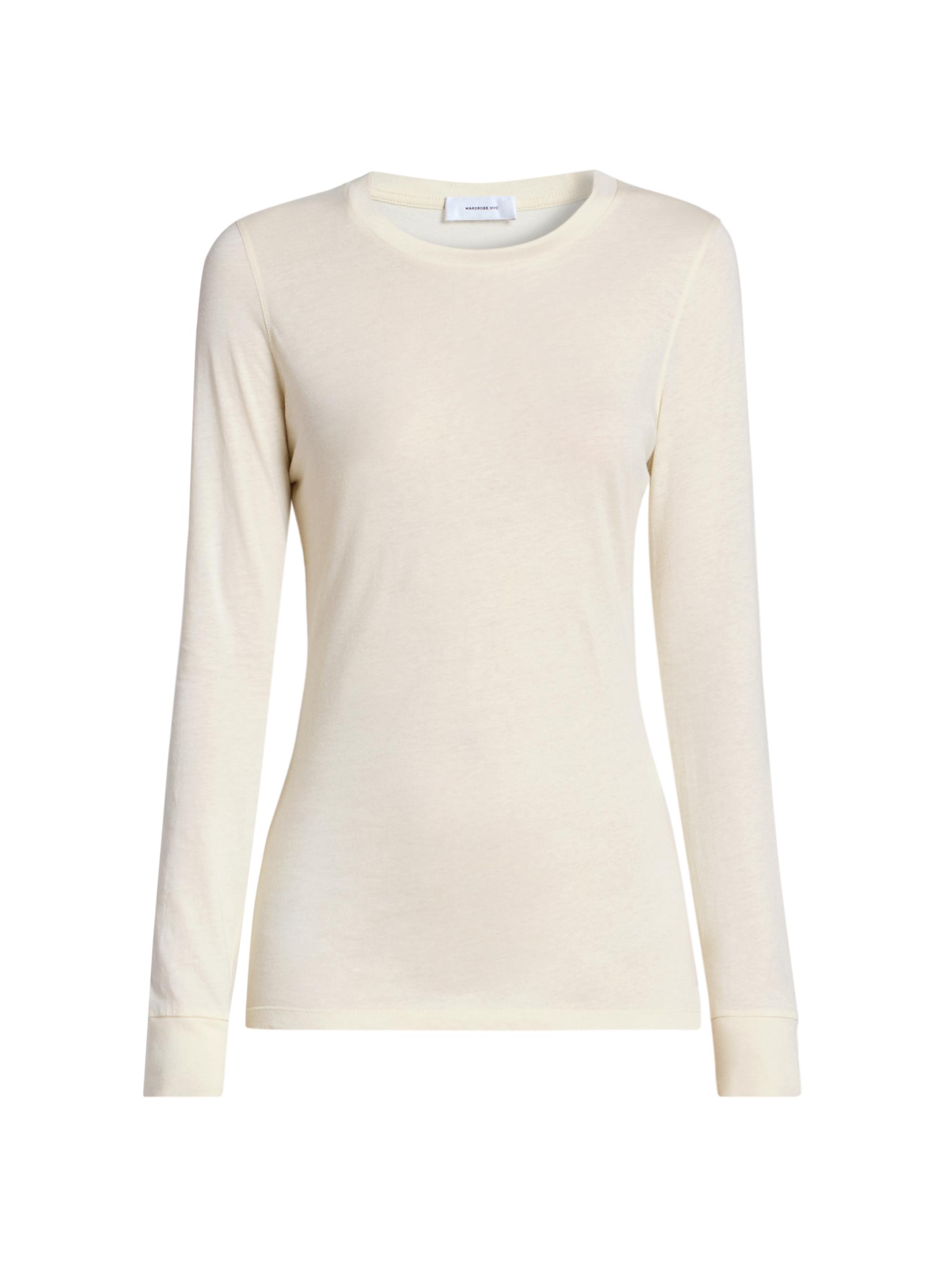 WARDROBE.NYC Women's Slim-Fit Long-Sleeve T-Shirt - Pearl