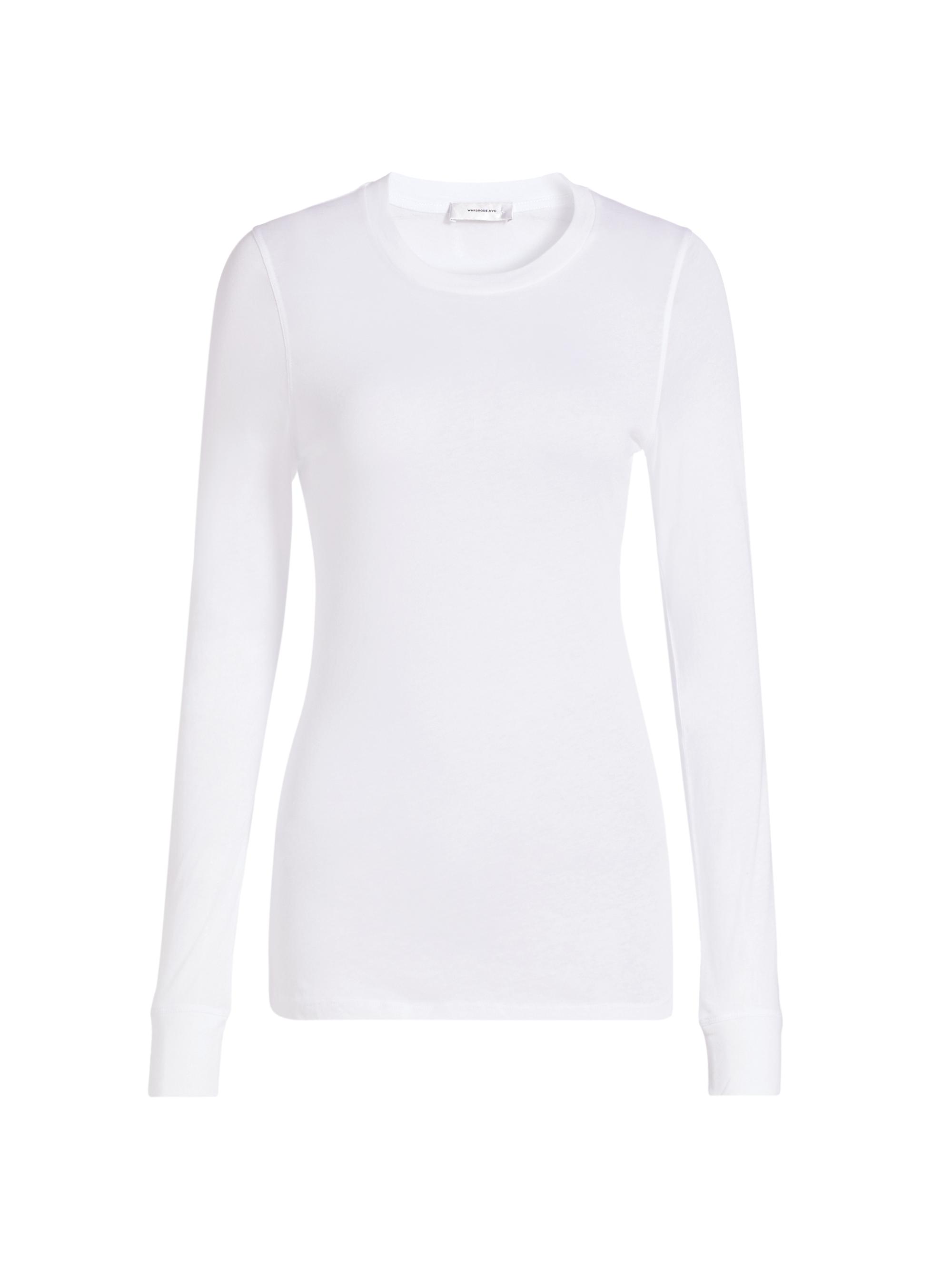 WARDROBE.NYC Women's Slim-Fit Long-Sleeve T-Shirt - White