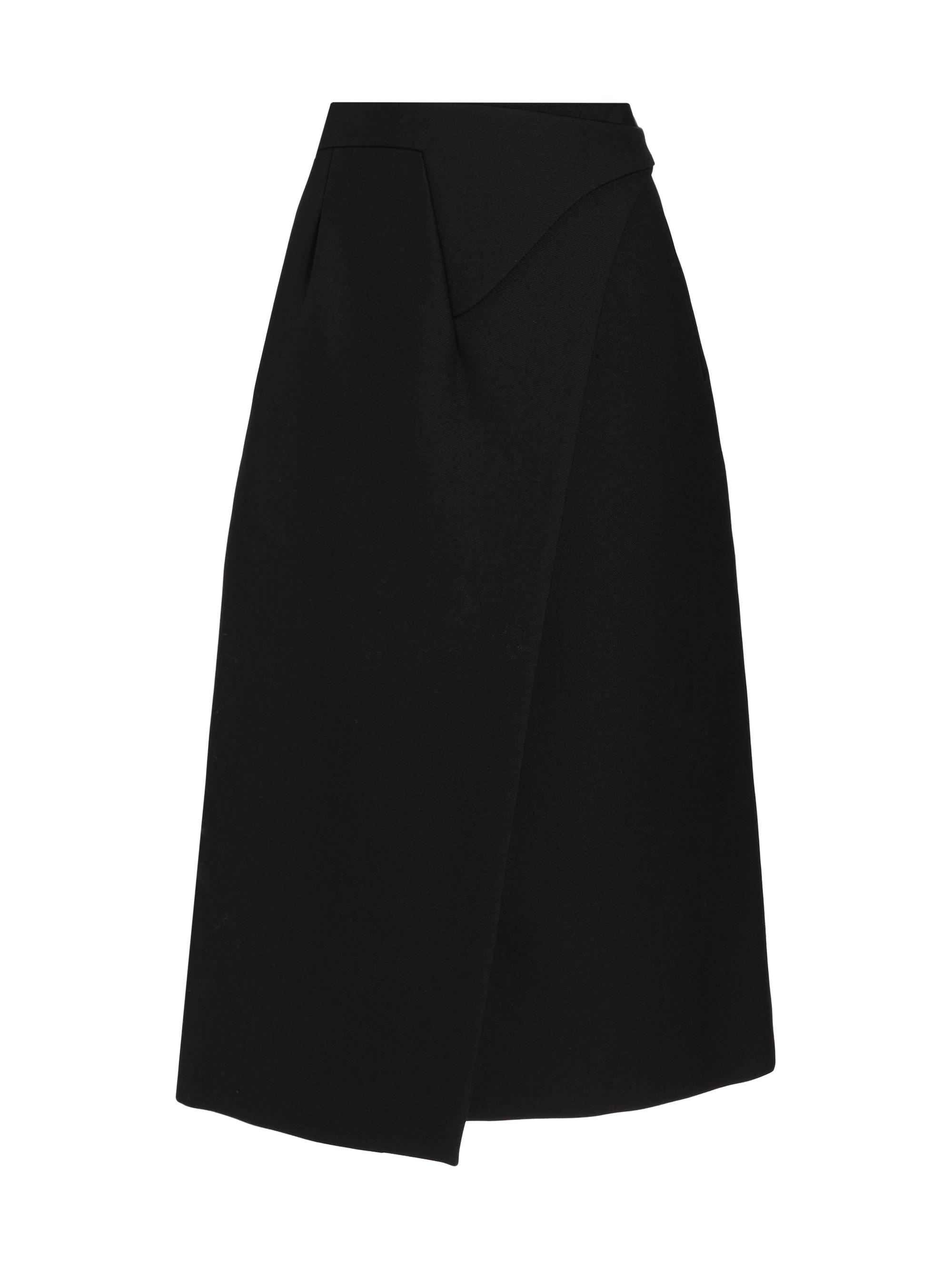 WARDROBE.NYC Women's Wool Wrap Midi-Skirt - Black