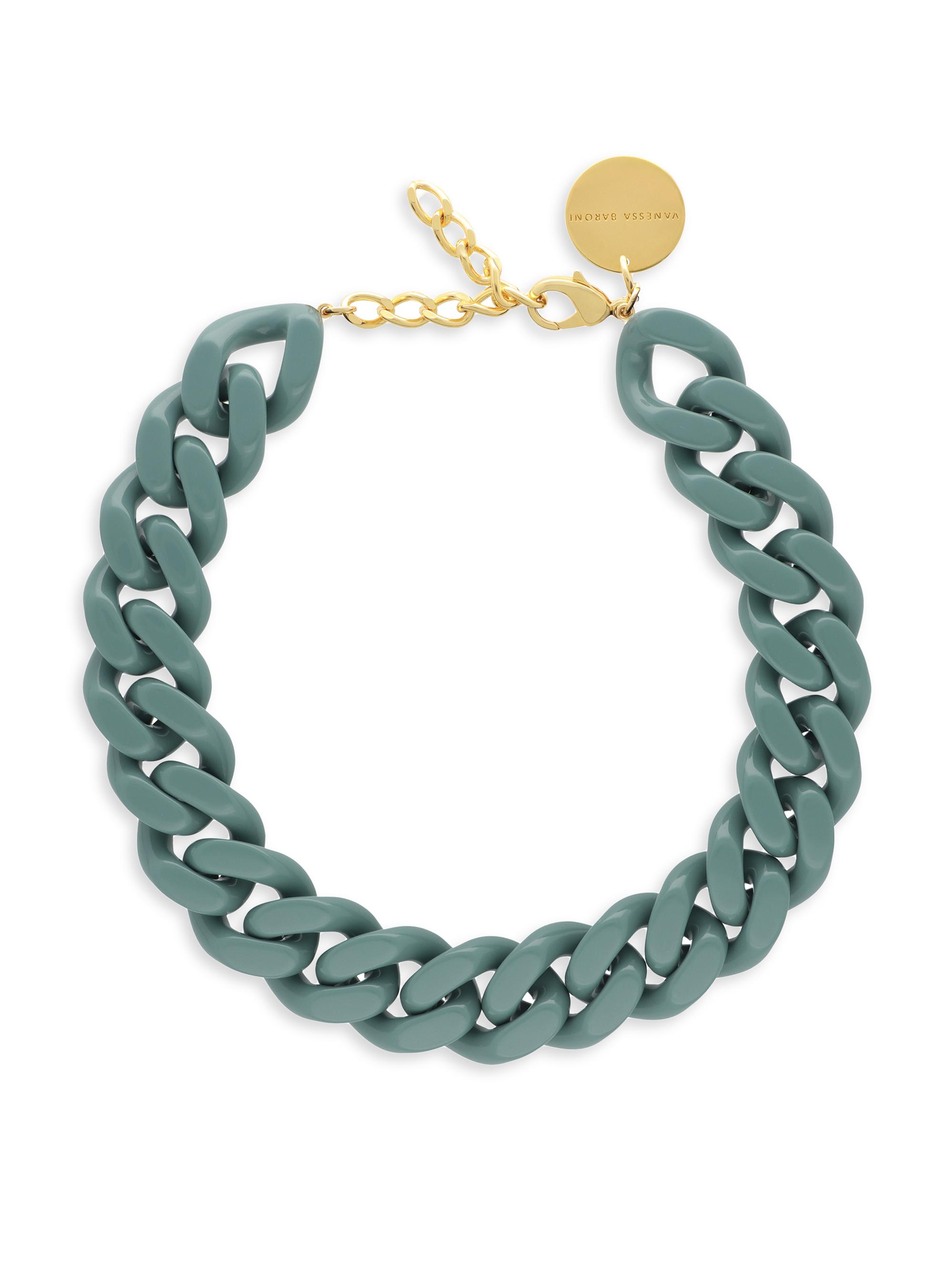 Vanessa Baroni Women's Goldtone & Acetate Flat Chain Necklace - Winter Mint