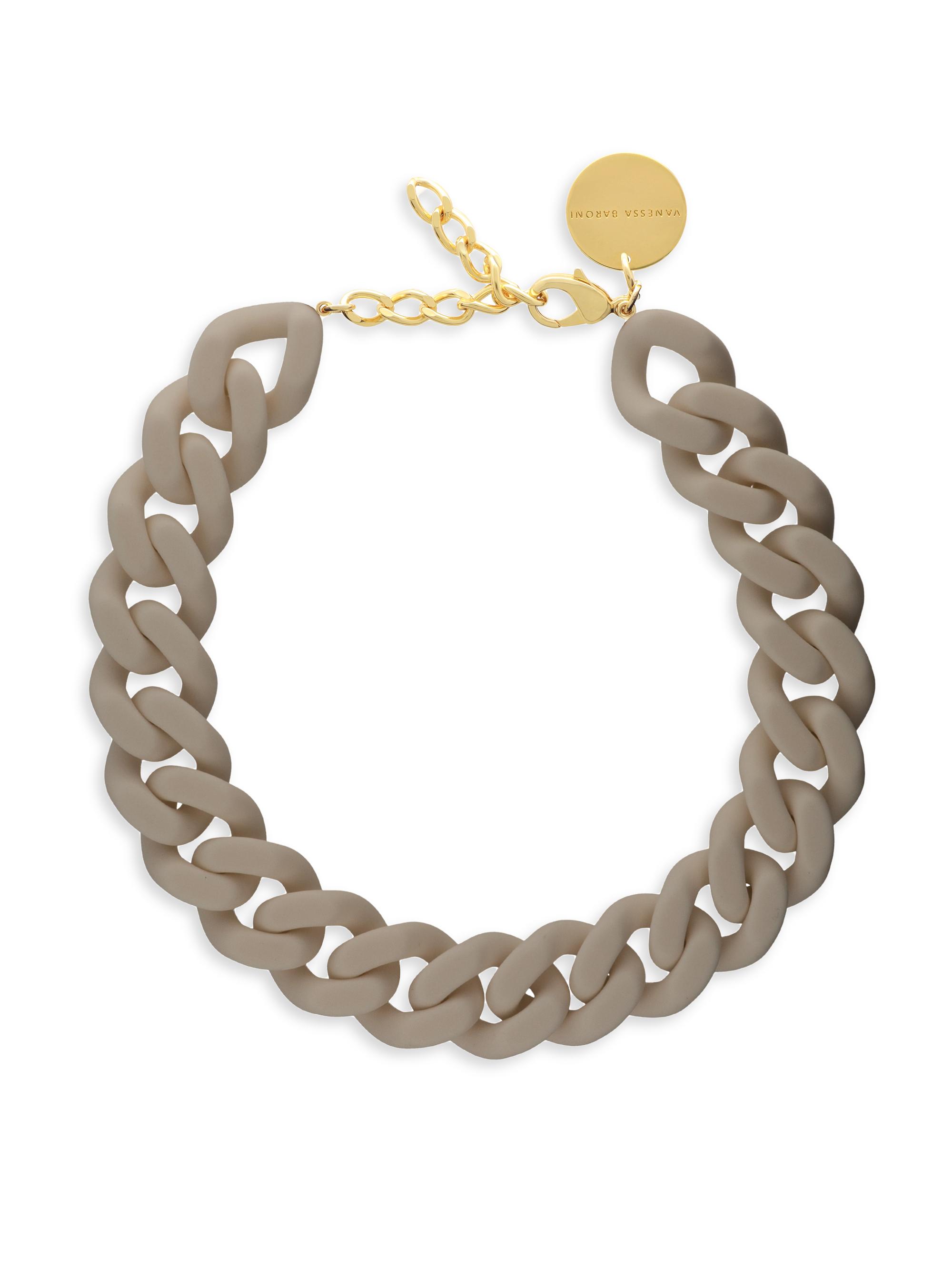 Vanessa Baroni Women's Goldtone & Acetate Flat Chain Necklace - Light Taupe