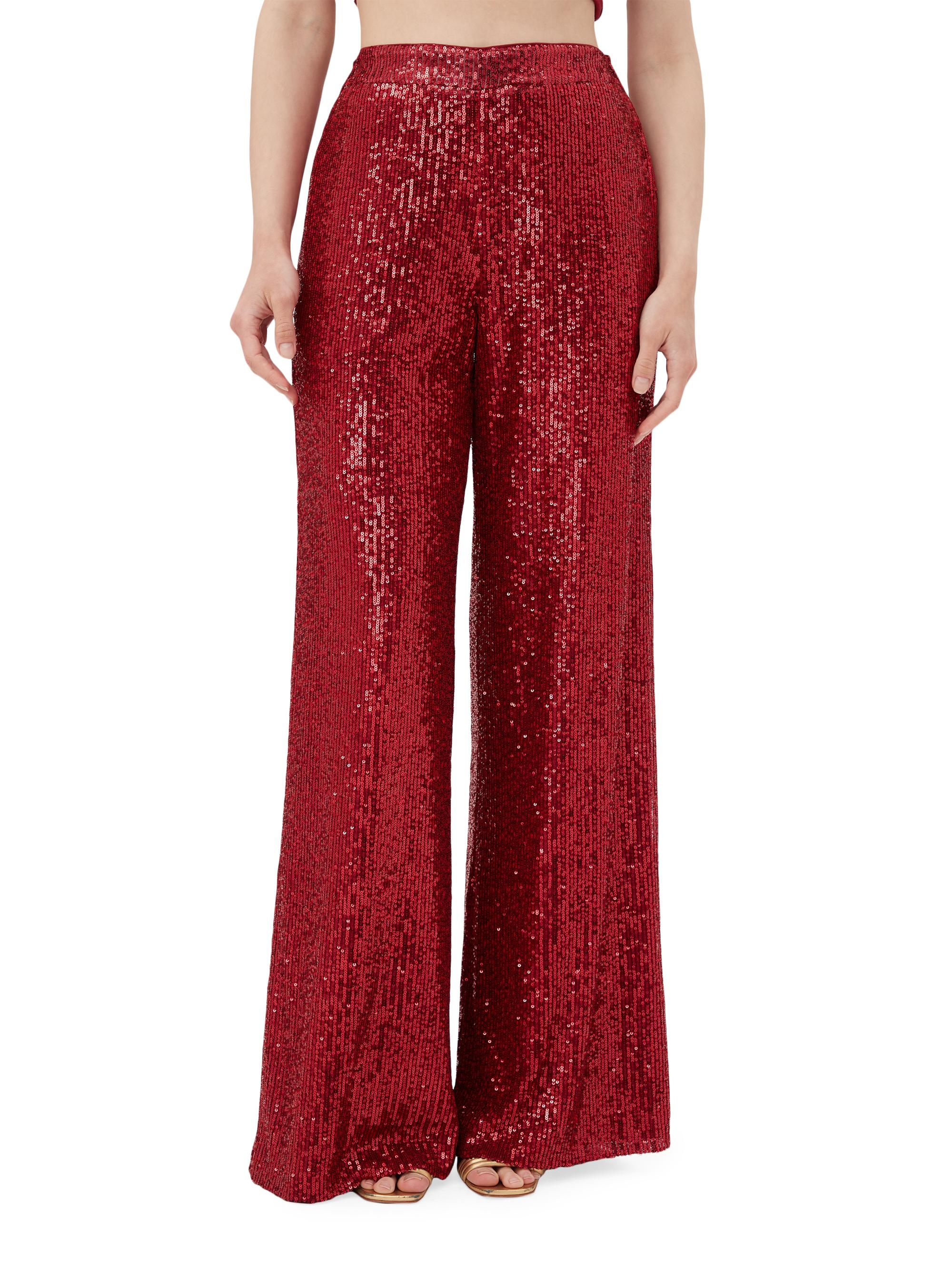 Trina Turk Women's Atarashii Sequined Straight Pants - Ruqa Red