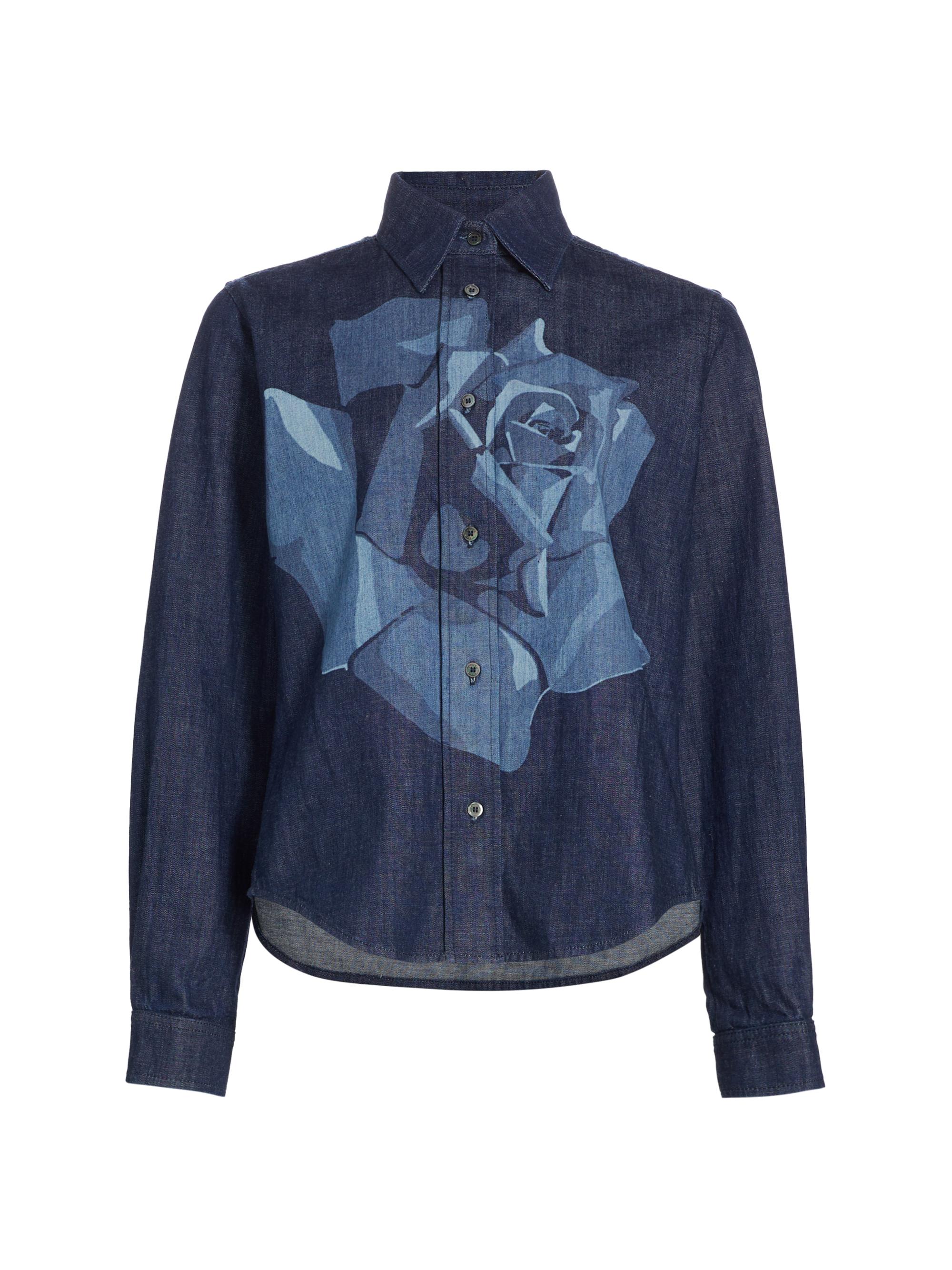 Kenzo Women's Floral Cotton Denim Shirt - Rinse Blue Denim