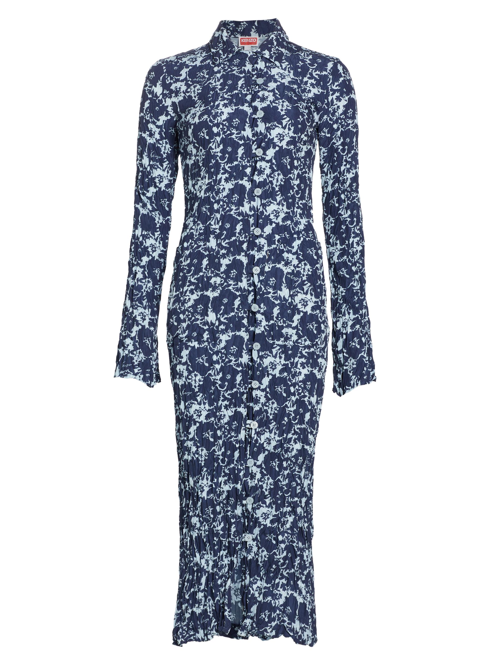 Kenzo Women's Floral Long-Sleeve Shirtdress - Midnight Blue