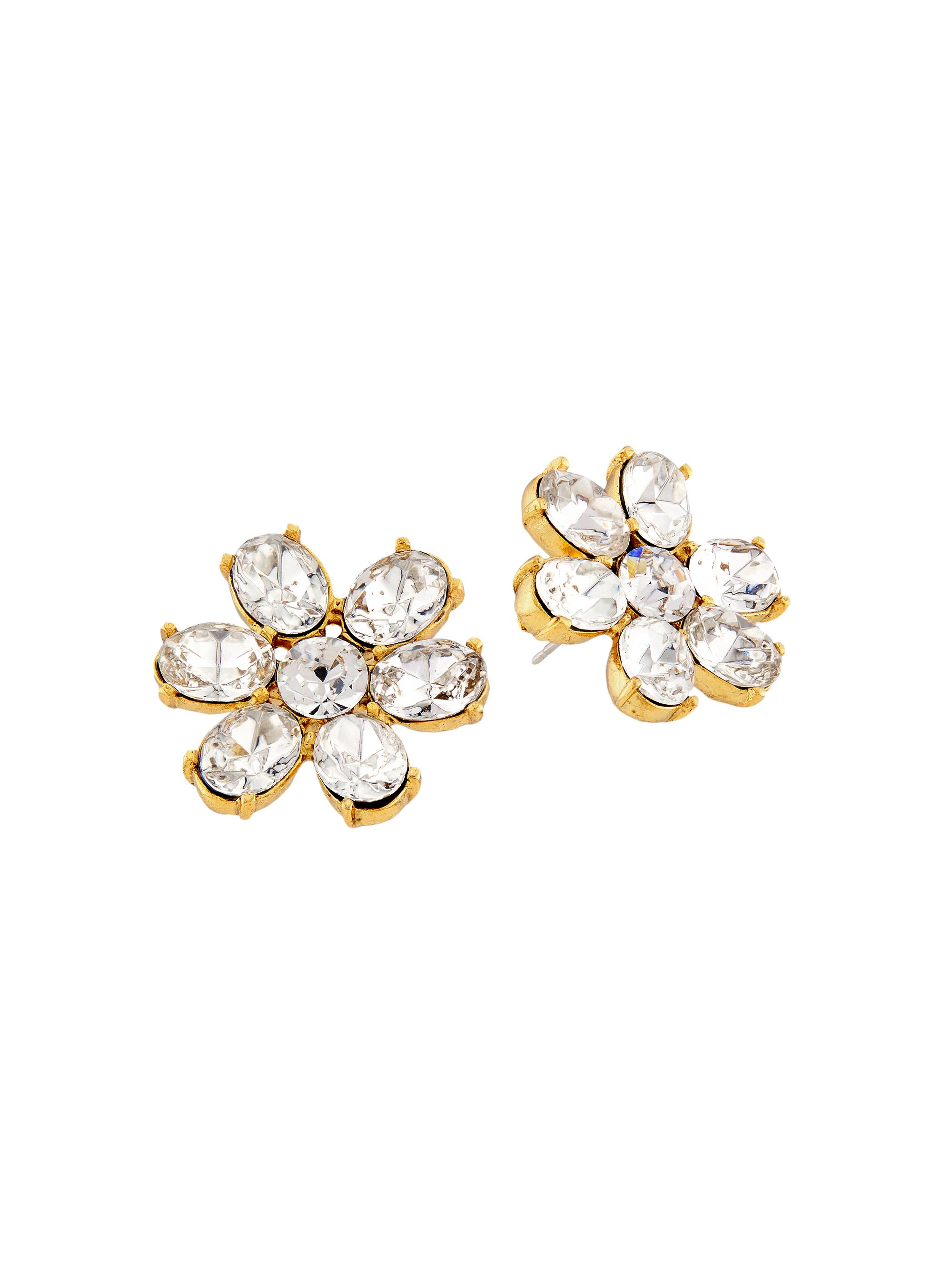Oscar de la Renta Women's Goldtone & Crystal Glass Flower Stud Earrings - Crystal
