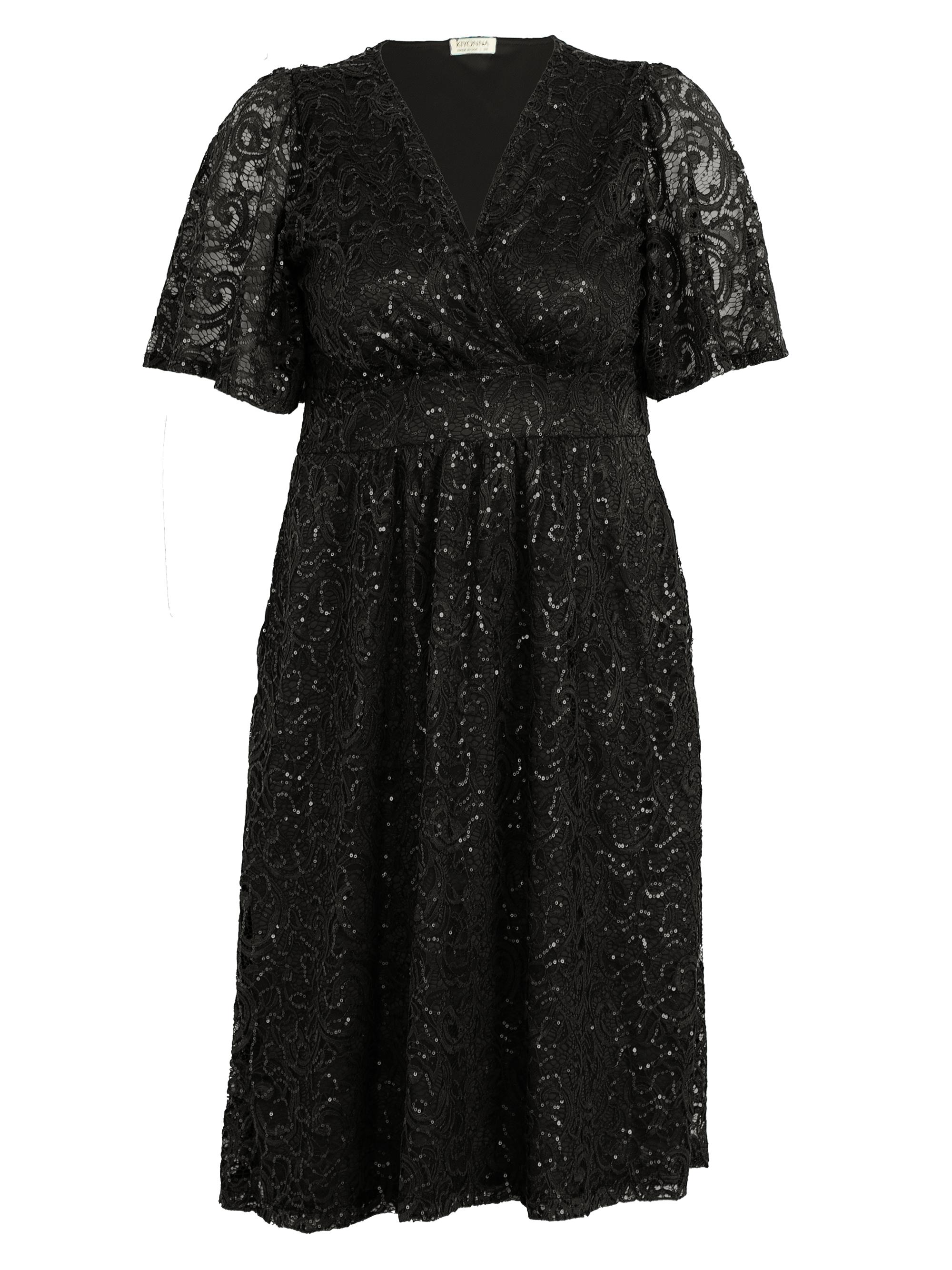 Kiyonna Women's Starry Sequin-Embellished Lace Dress - Onyx
