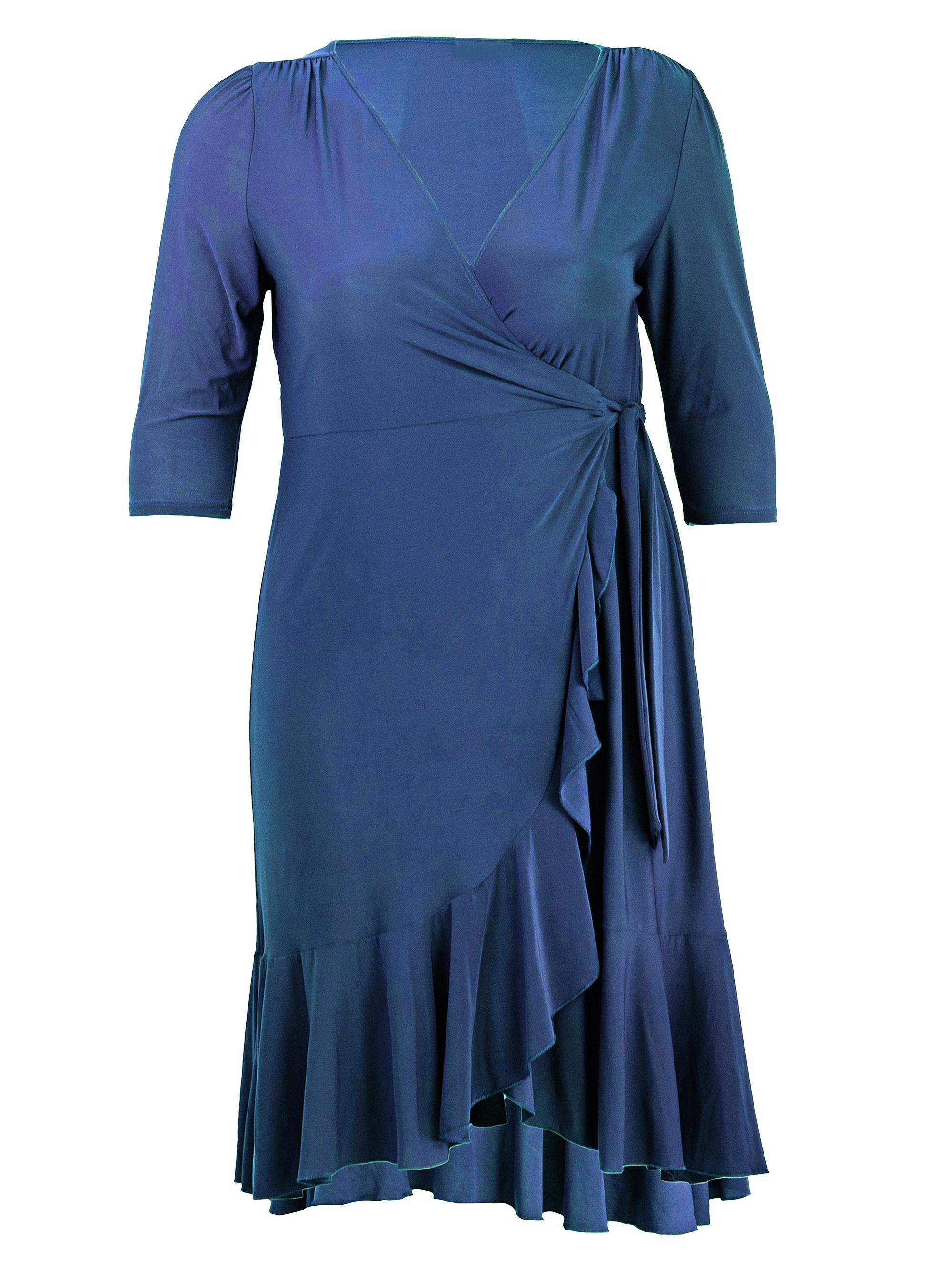 Kiyonna Women's Whimsy Flounce Wrap Midi-Dress - Slate Blue