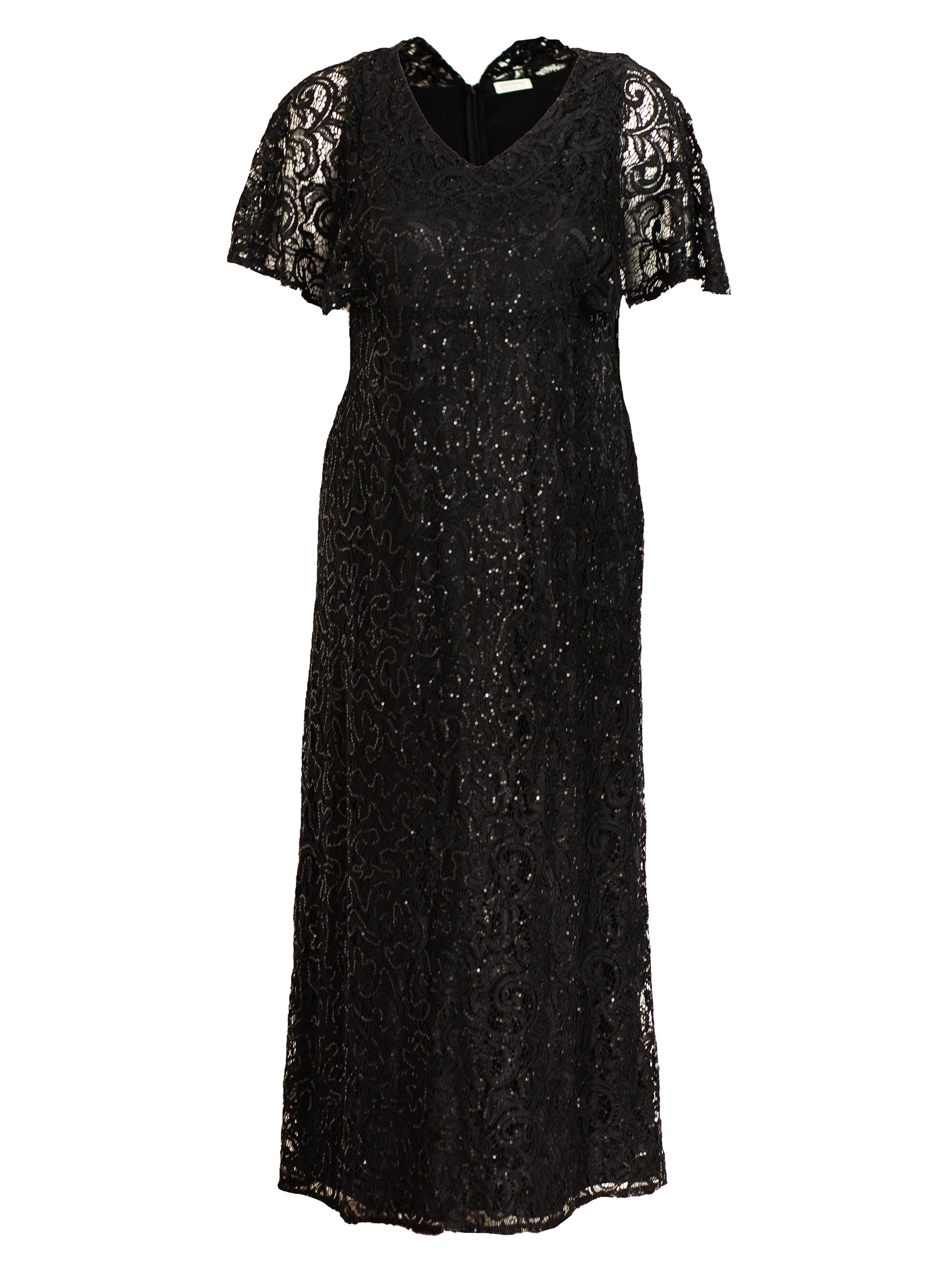 Kiyonna Women's Celestial Cape-Sleeve Lace Gown - Onyx