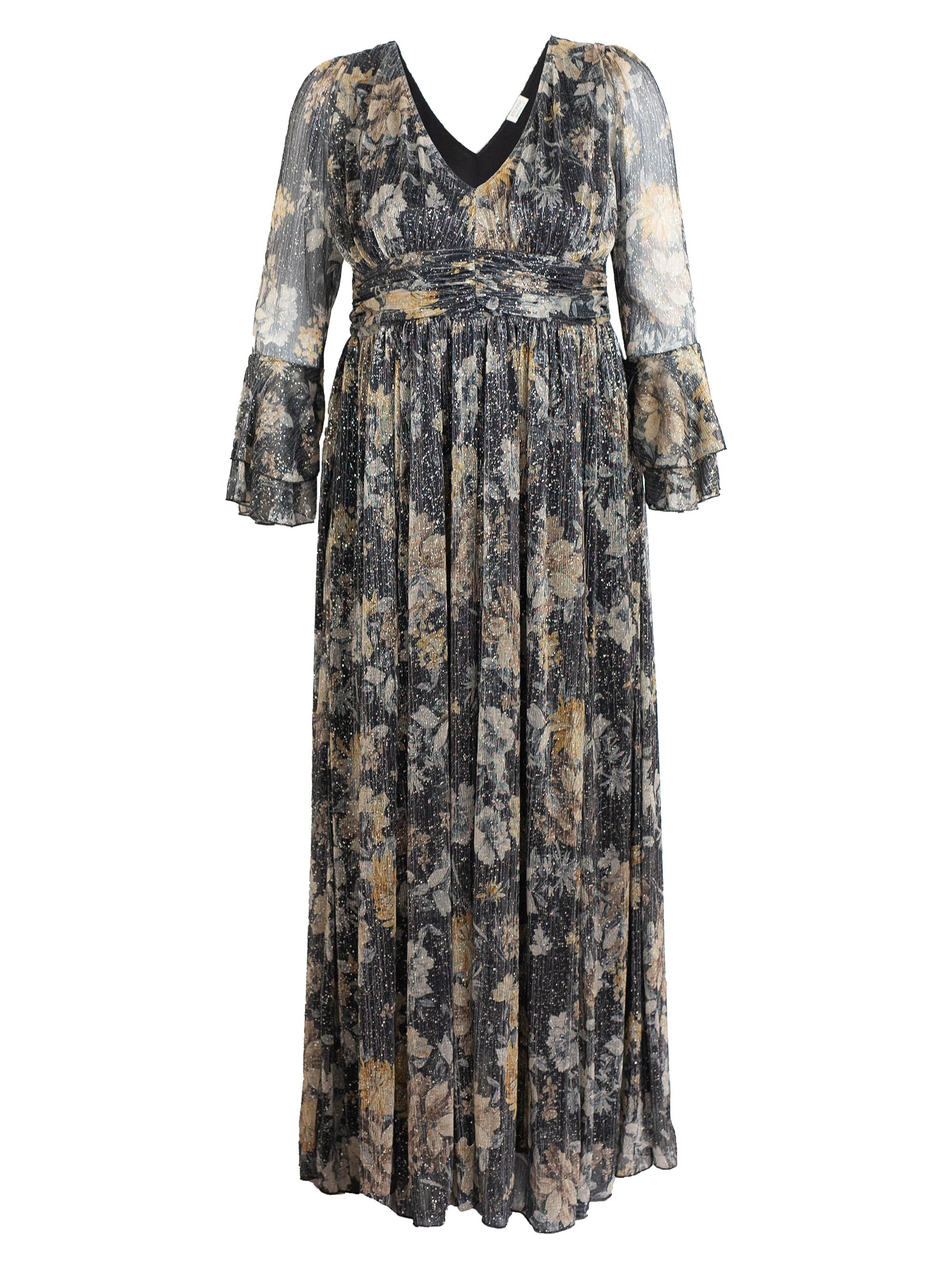 Kiyonna Women's Gilded Glamour Long-Sleeve Evening Gown - Gilded Florals