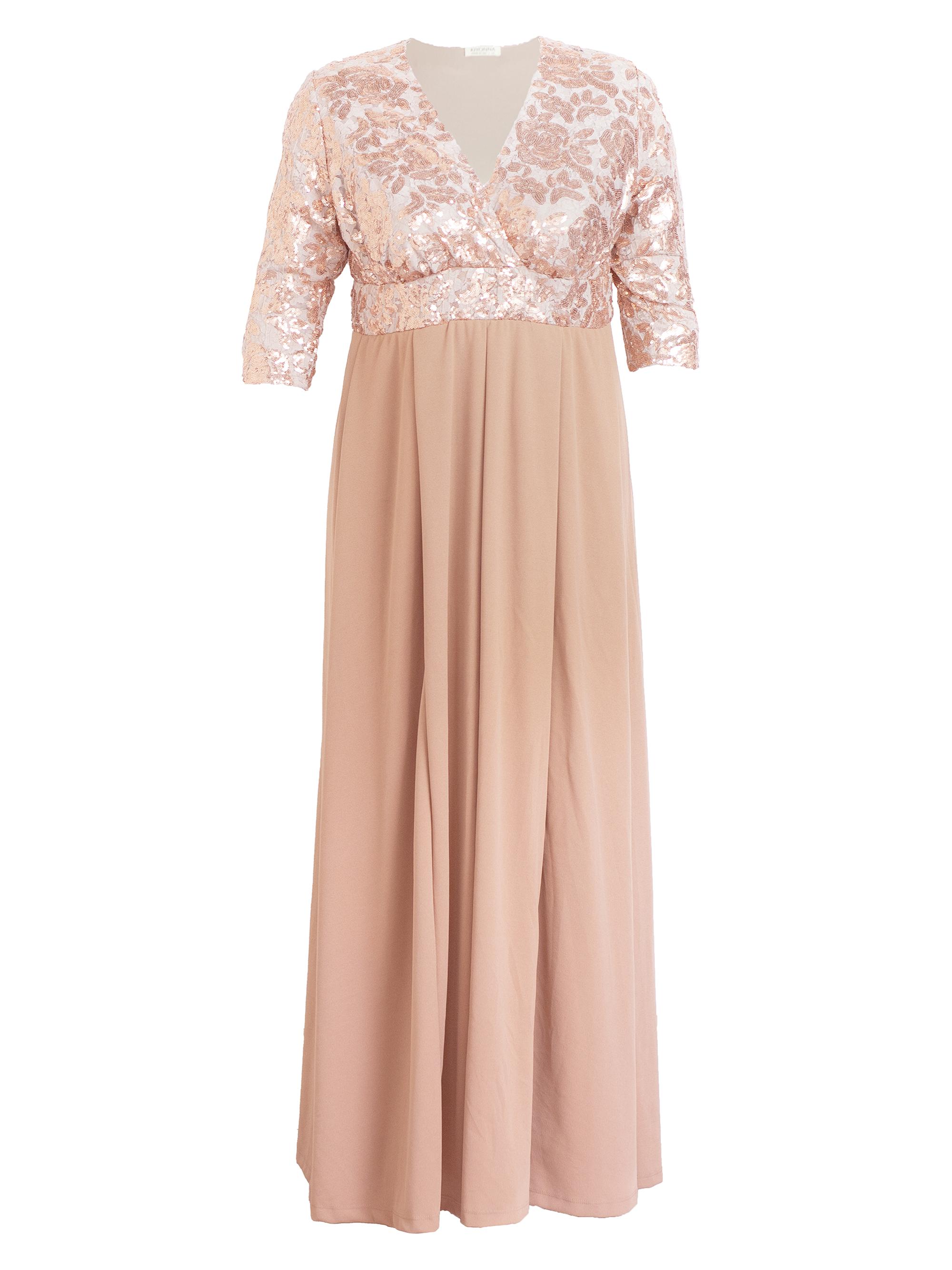 Kiyonna Women's Paris Sequined Pleated Gown - Rose Gold