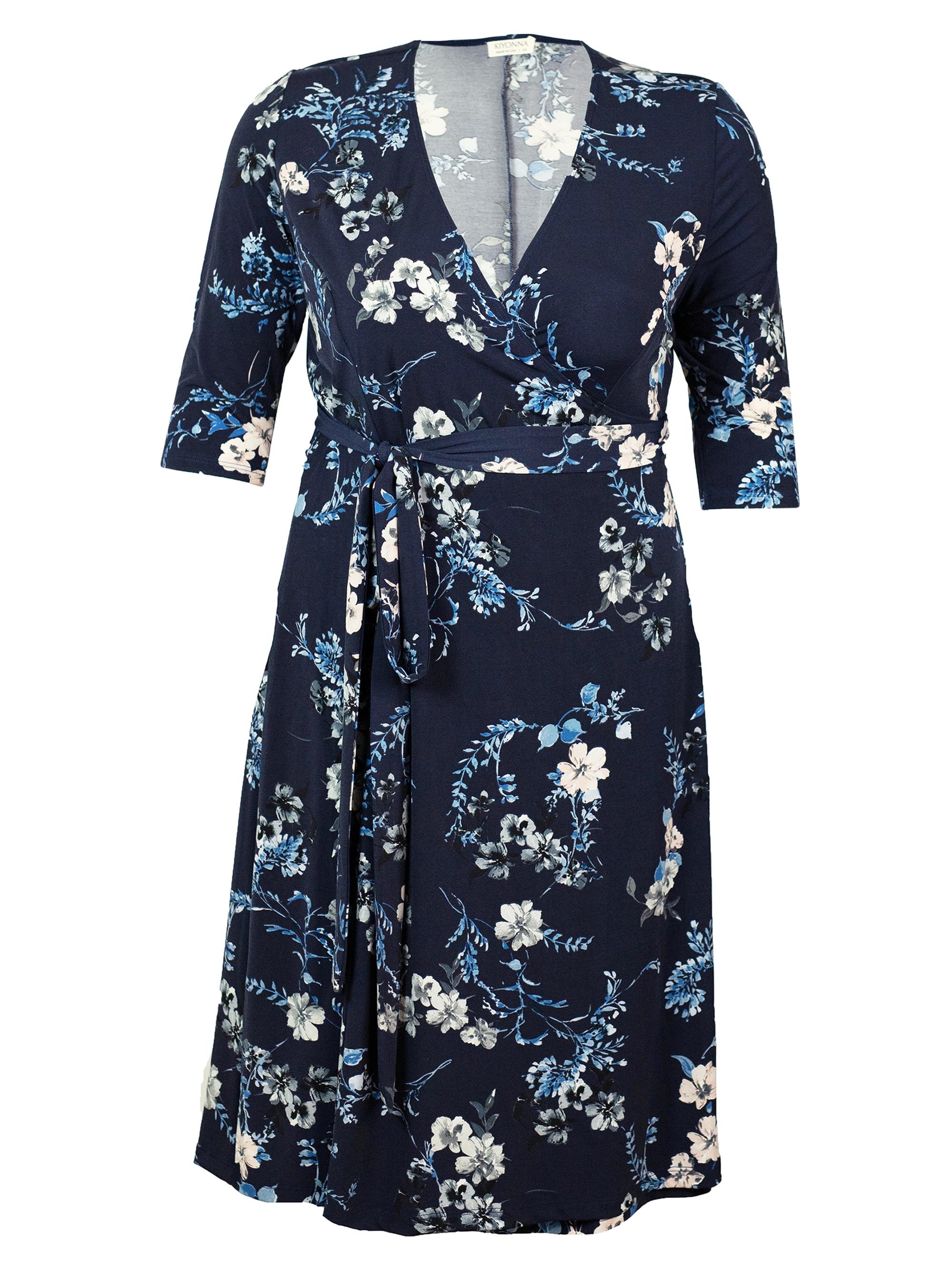 Kiyonna Women's Floral Surplice Midi-Dress - French Blue Garden