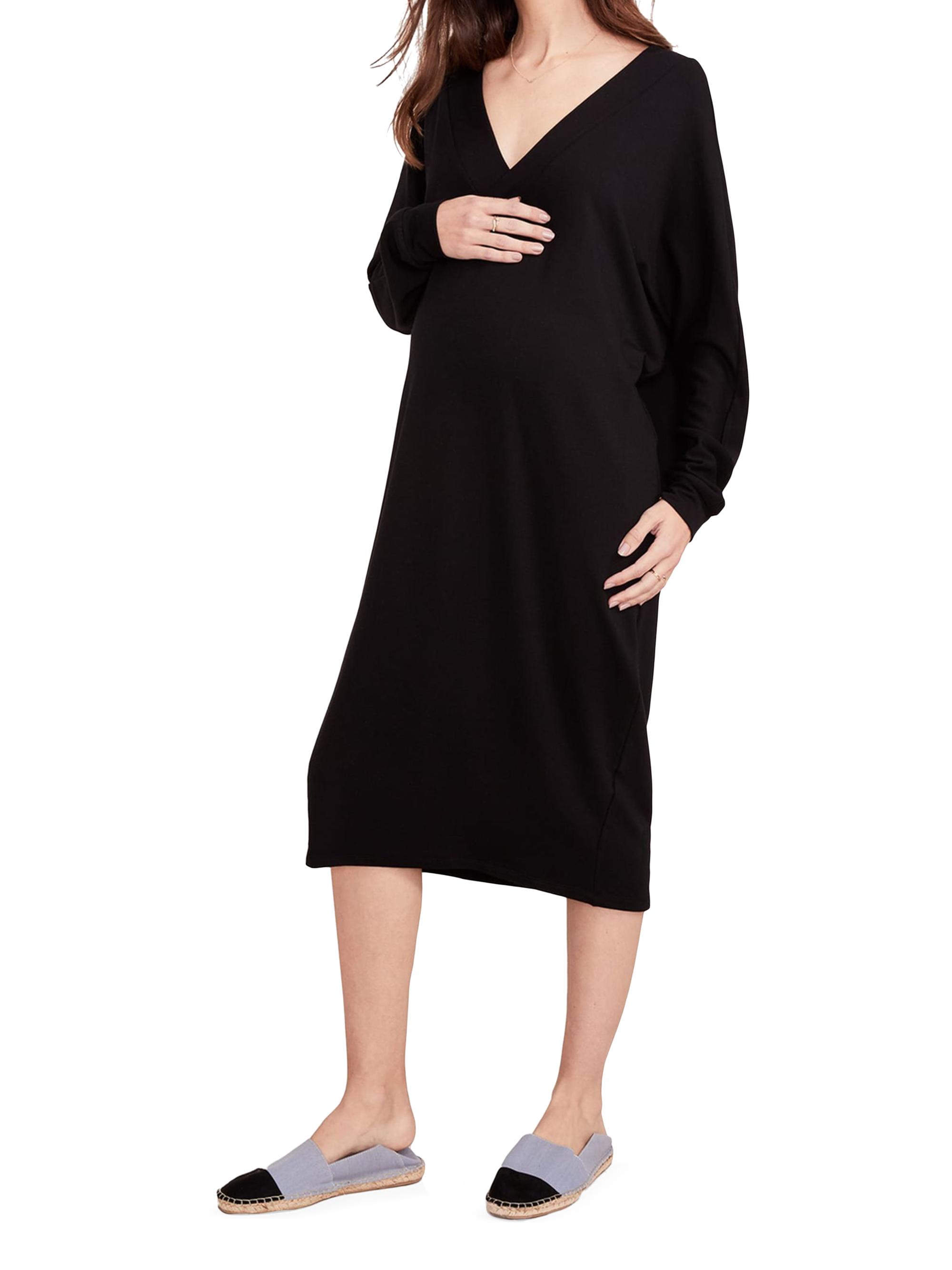 Hatch Women's The Visitor Hospital Maternity Nursing Friendly Midi Dress - Black