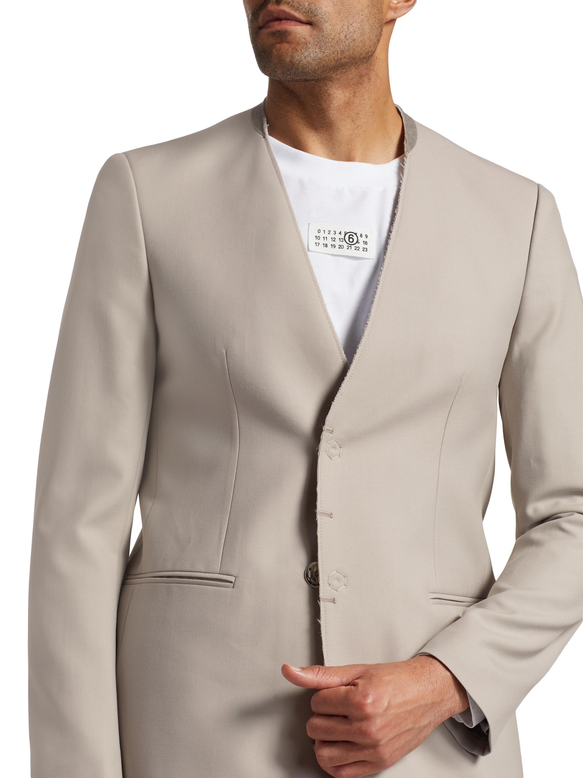 MM6 Maison Margiela Wool-Blend Collarless Sport Jacket | Saks