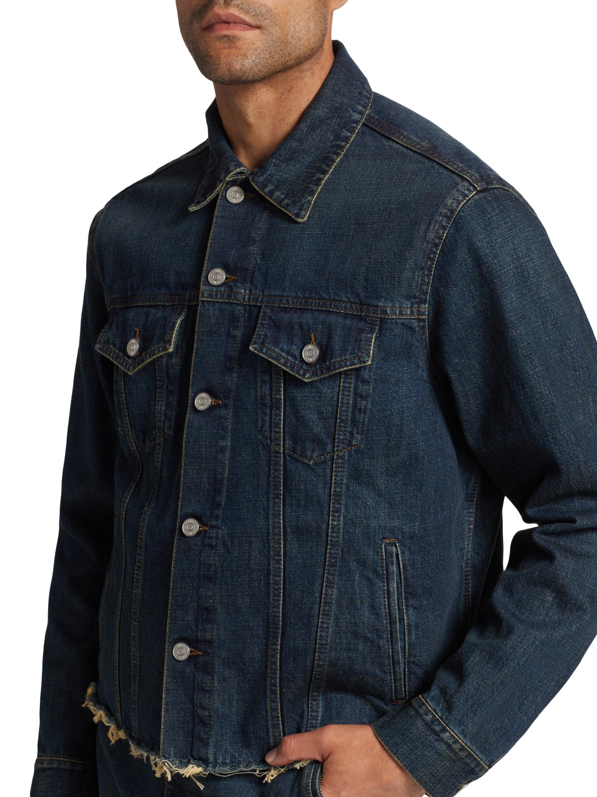 MM6 Maison Margiela Distressed Denim Jacket | Saks Fifth Avenue