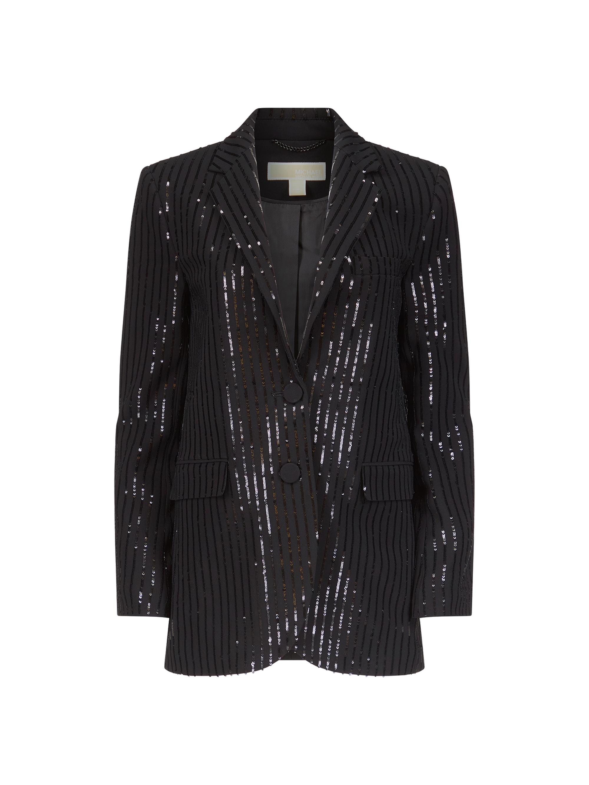 MICHAEL Michael Kors Women's Sequin Pinstriped Blazer - Black