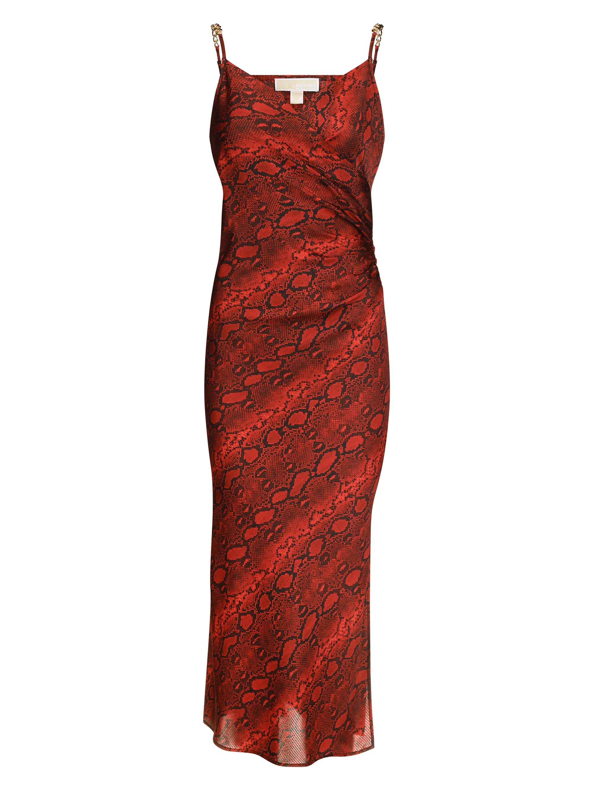 MICHAEL Michael Kors Women's Snakeskin Surplice Midi-Dress - Crimson