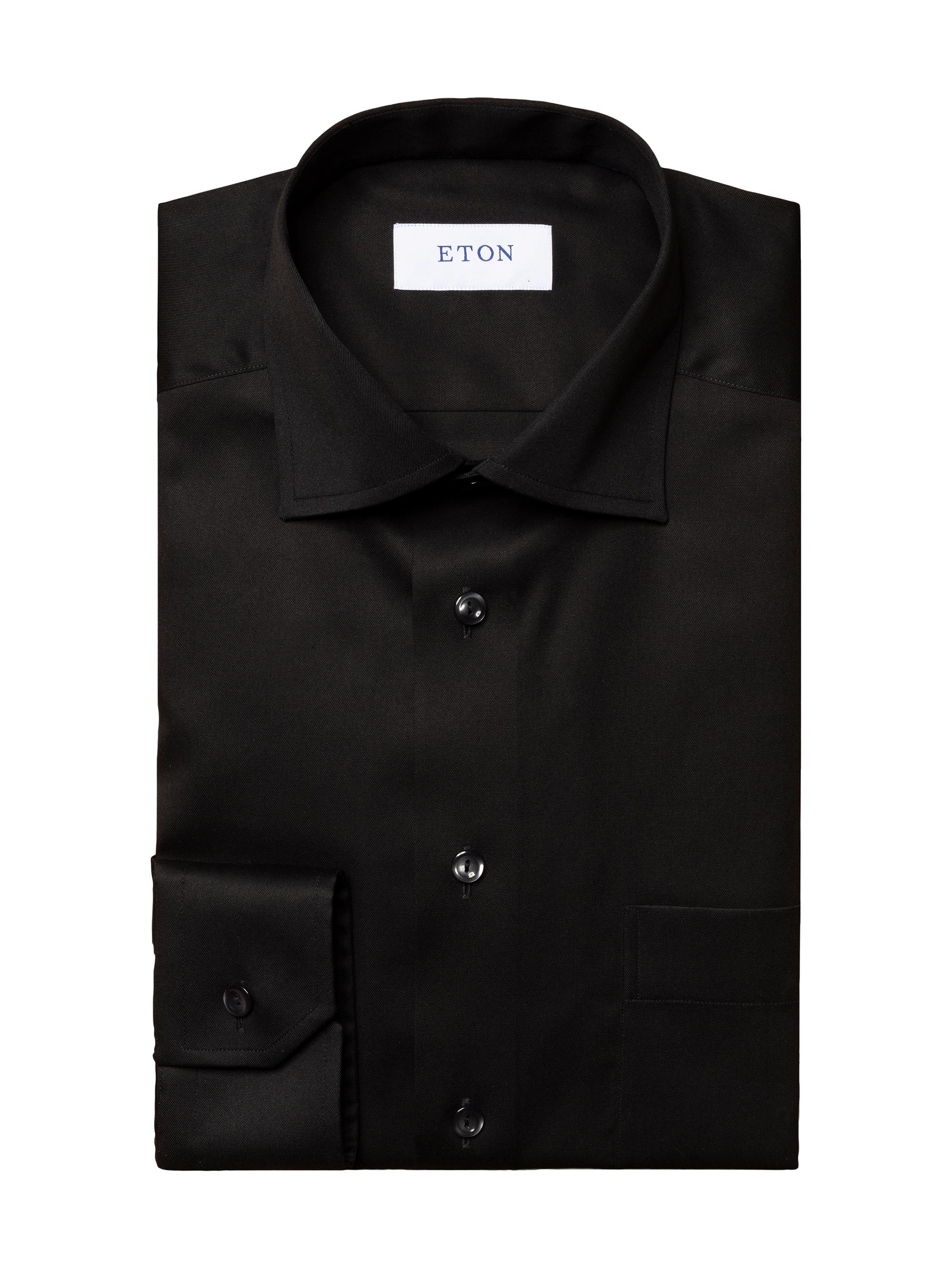 Eton Men's Classic Twill Button-Up Shirt - Black