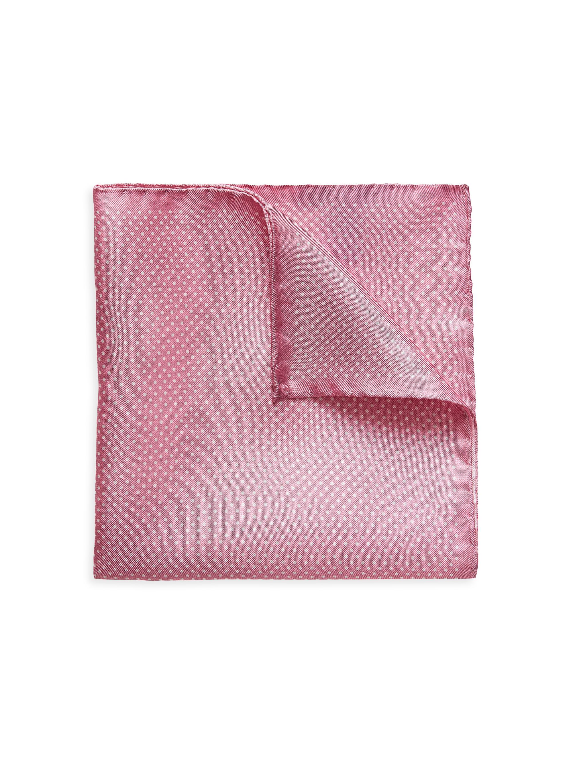 Eton Men's Silk Polka Dot Pocket Square - Pink