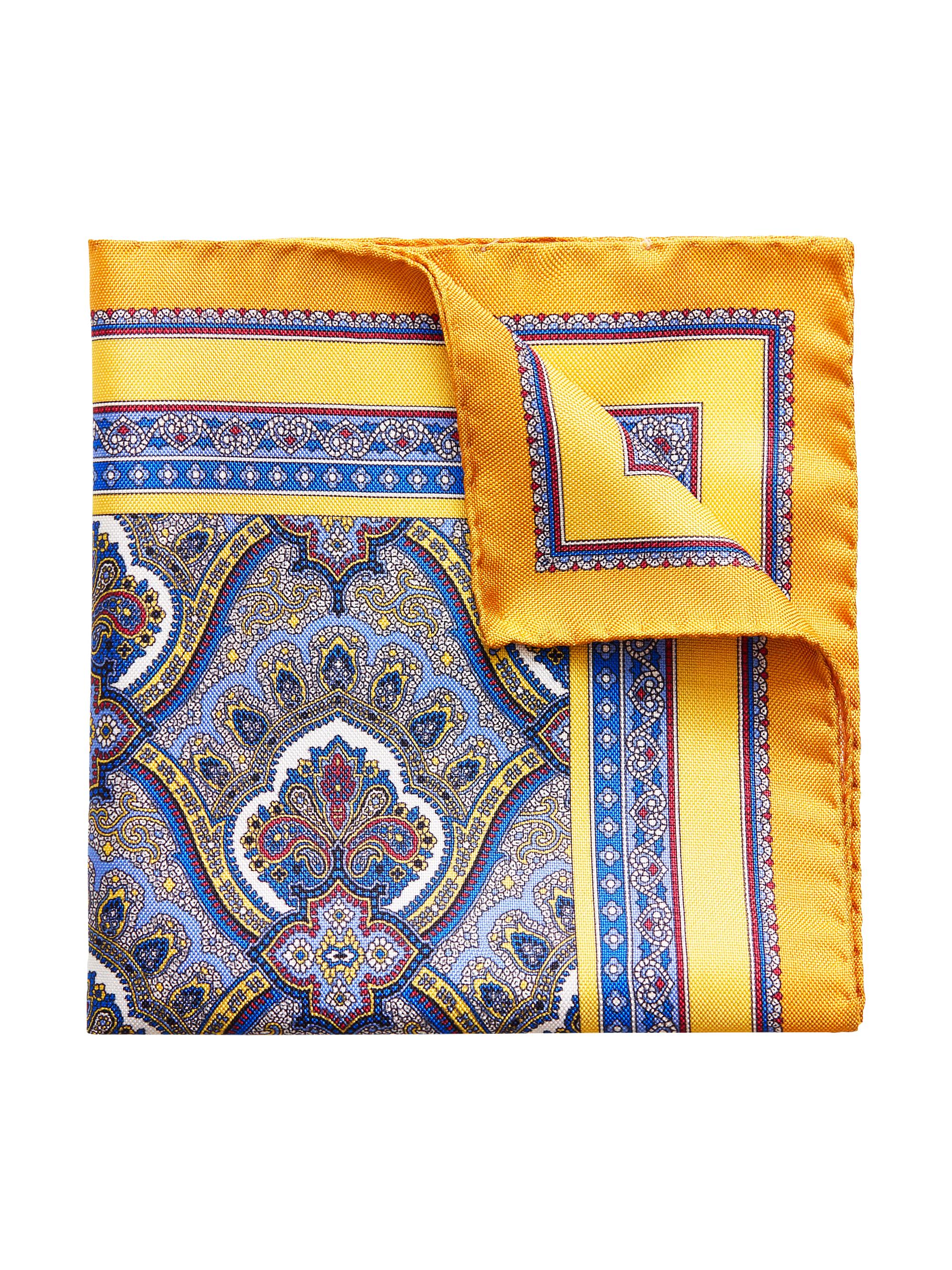 Eton Men's Silk Paisley Pocket Square - Yellow