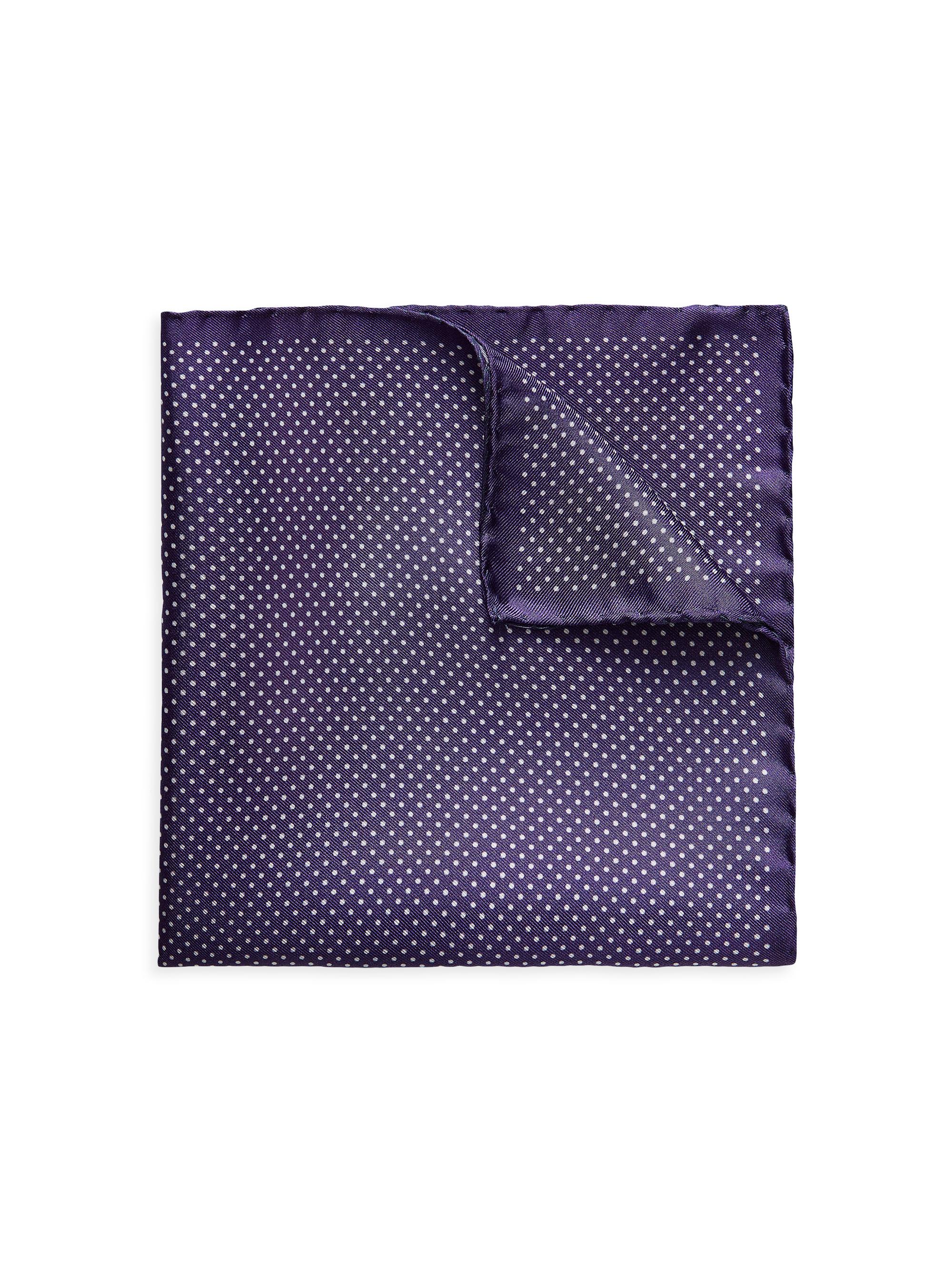 Eton Men's Silk Polka Dot Pocket Square - Purple