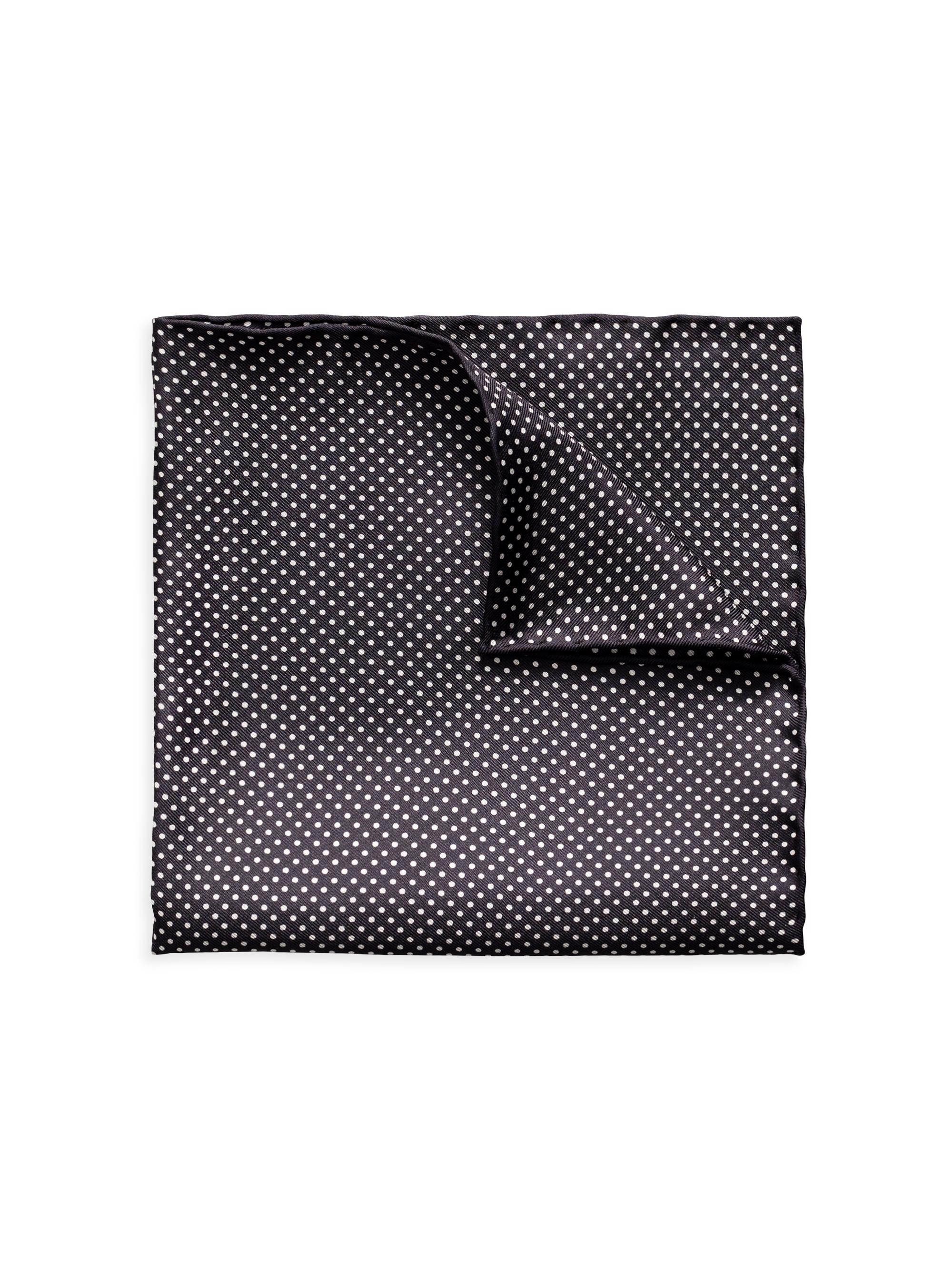 Eton Men's Silk Polka Dot Pocket Square - Black