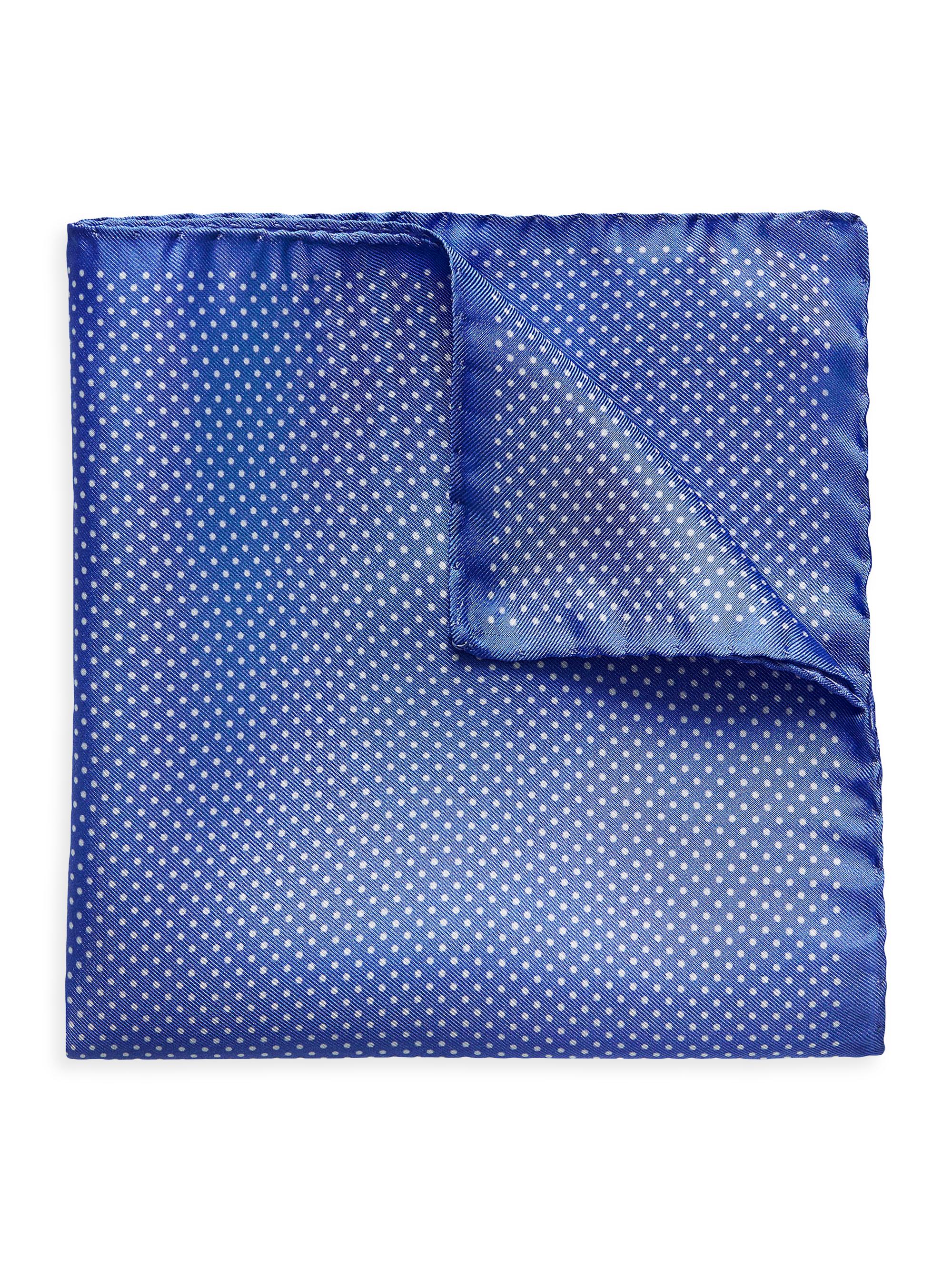 Eton Men's Silk Polka Dot Pocket Square - Blue