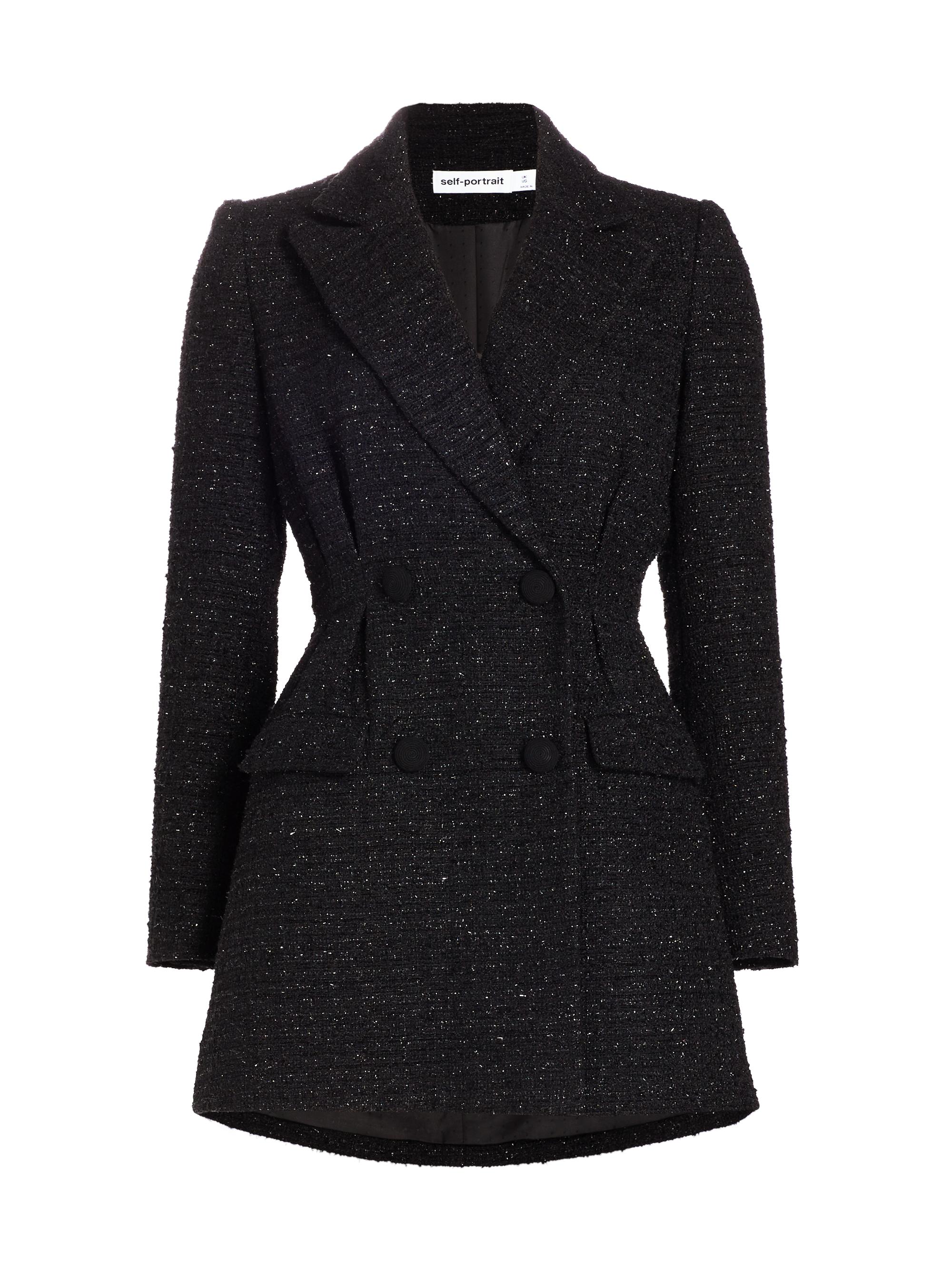 Self-Portrait Metallic Boucl Coat Minidress | Saks Fifth Avenue