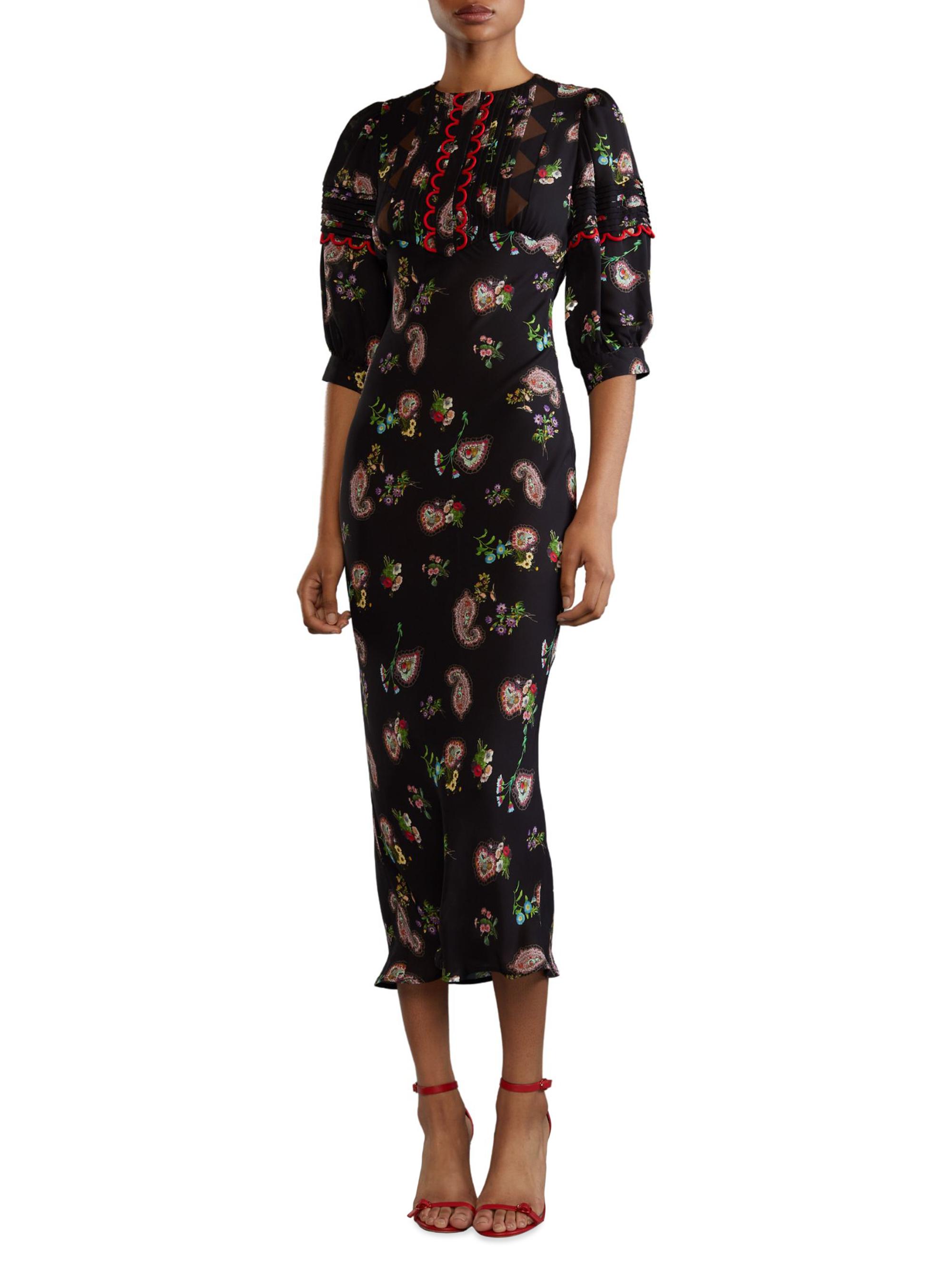 Cynthia Rowley Silk Paisley Midi-Dress Saks Fifth Avenue