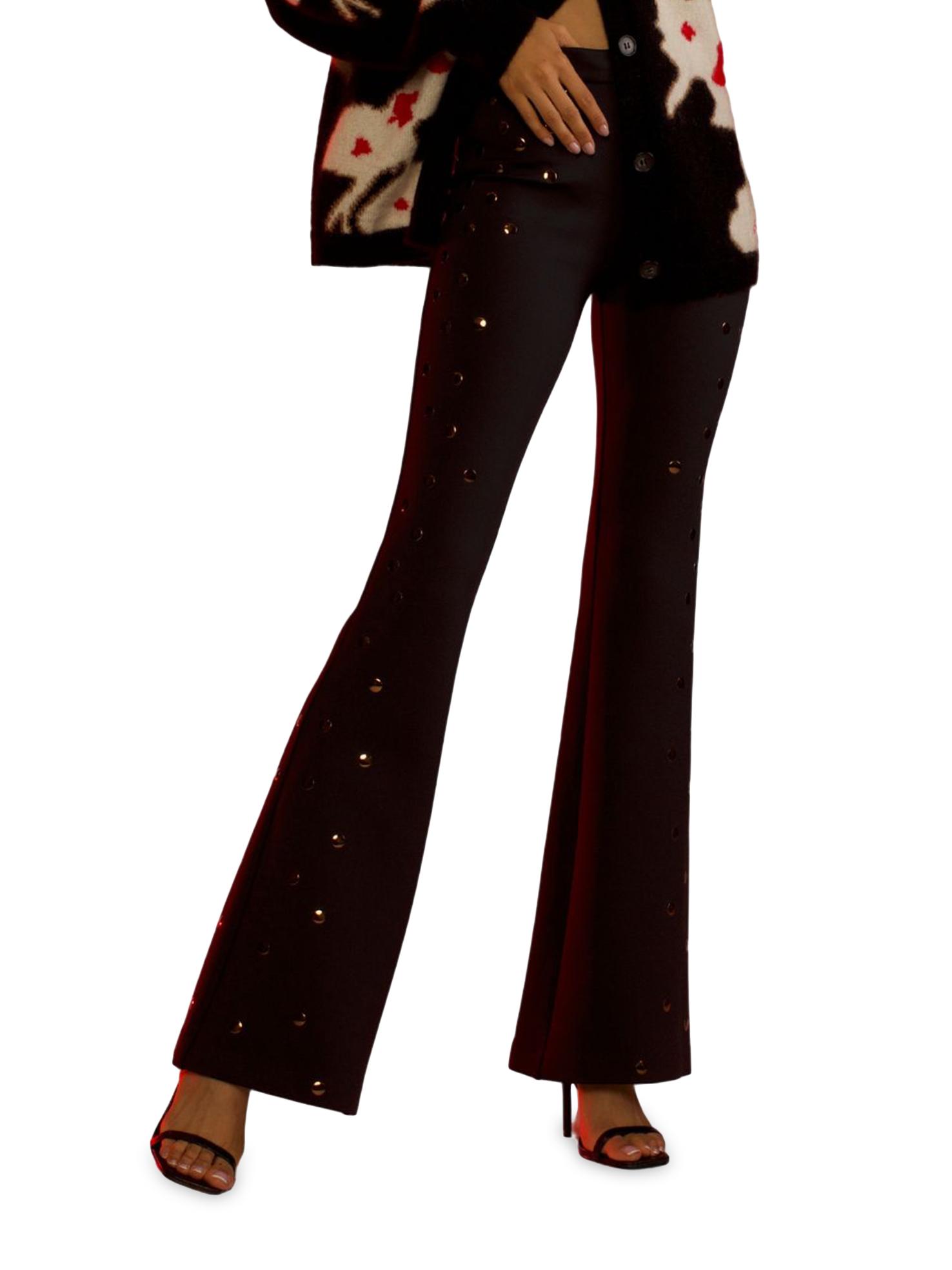 Cynthia Rowley Women's Bonded Studded Flare Pants - Black