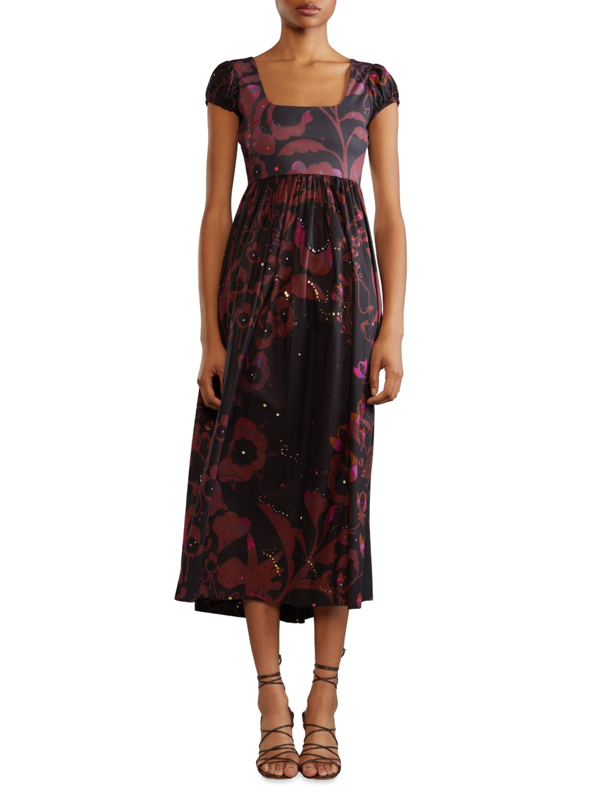 Cynthia Rowley Women's Printed Cotton-Blend Midi-Dress - Black Multi