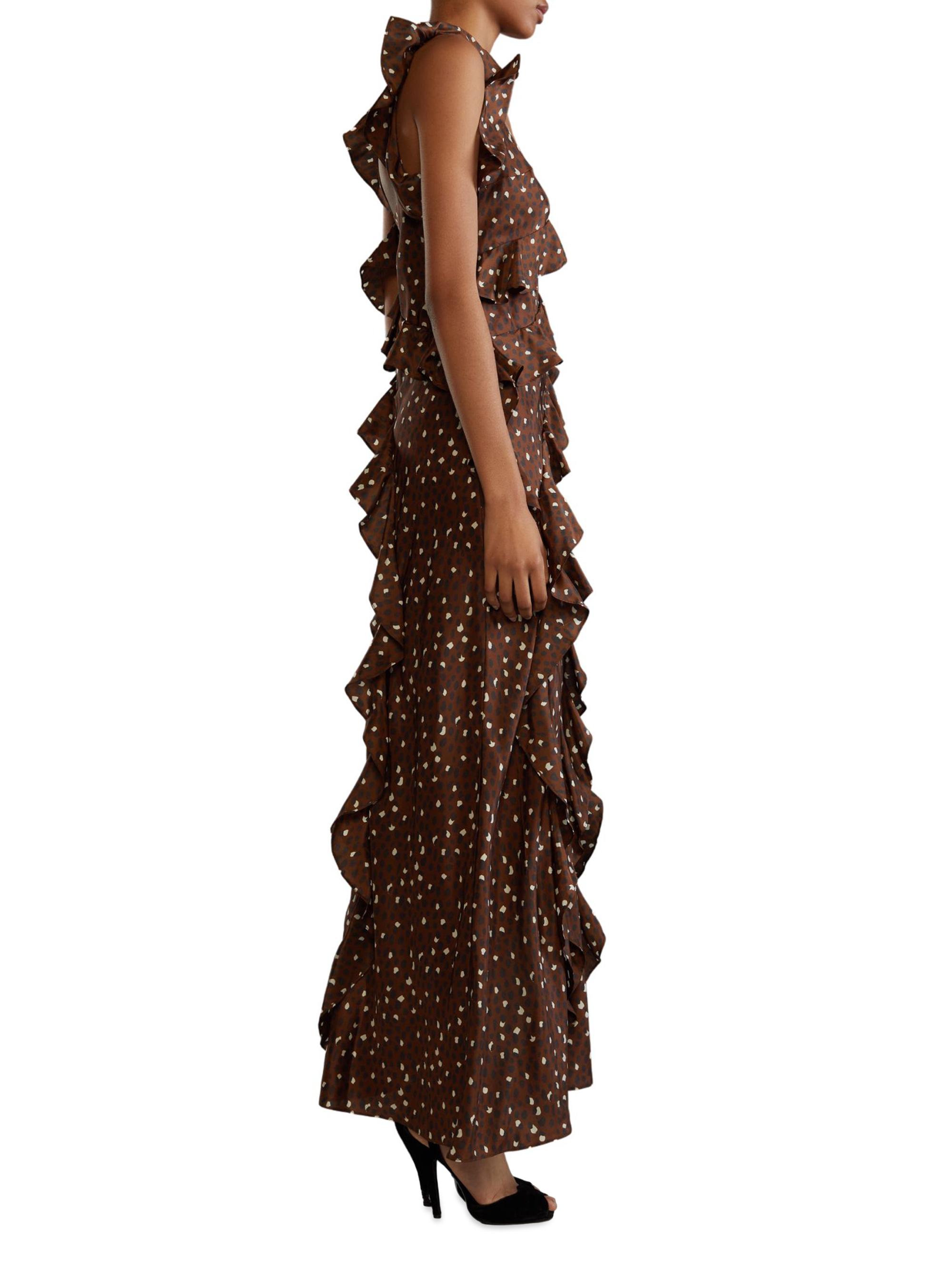 cynthia rowley silk maxi dress Cynthia Rowley Floral Silk Chiffon Off Shoulder Ruffle Maxi Dress Blue XS