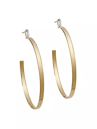Gemma 18K-Gold-Plated & White Sapphire Hoop Earrings