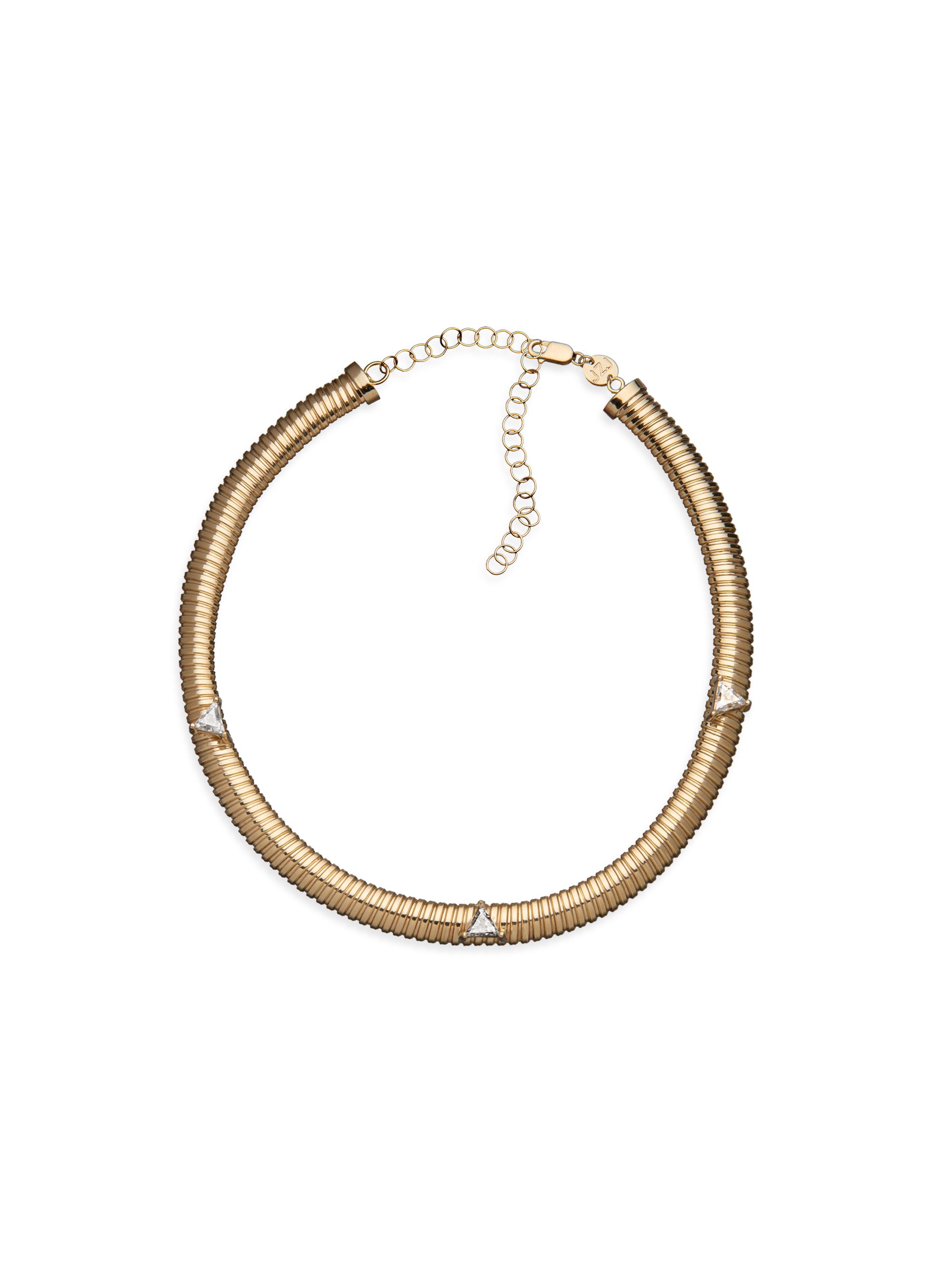 Jennifer Zeuner Jewelry Women's Crystal 18K-Gold-Plated & White Sapphire Choker - Gold