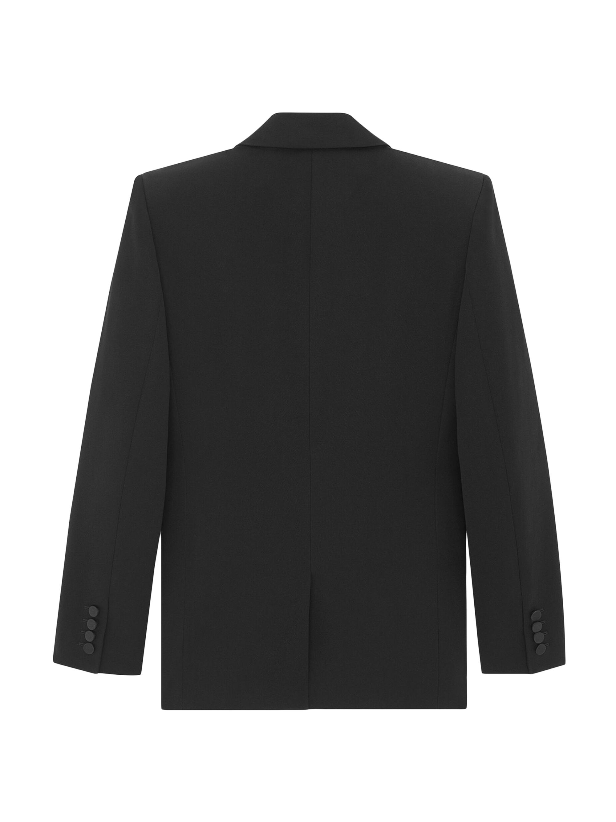 Saint Laurent Double-Breasted Tuxedo Jacket In Grain De Poudre