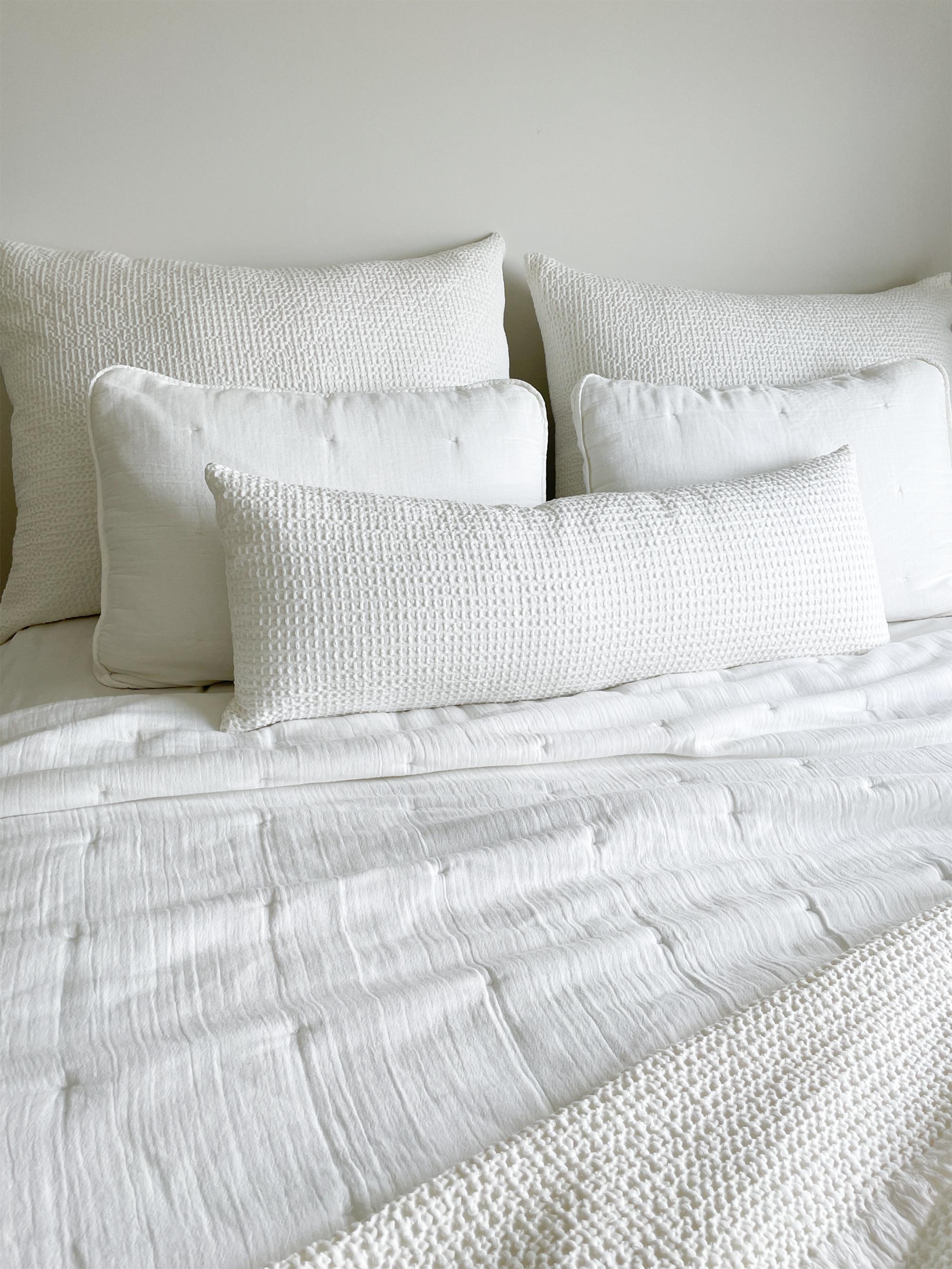 Anaya Euro Cotton Down Waffle Weave Pillow - White Large