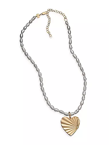 Nelle 18K-Gold-Plated, Freshwater Pearl & 0.015 TCW Diamond Necklace