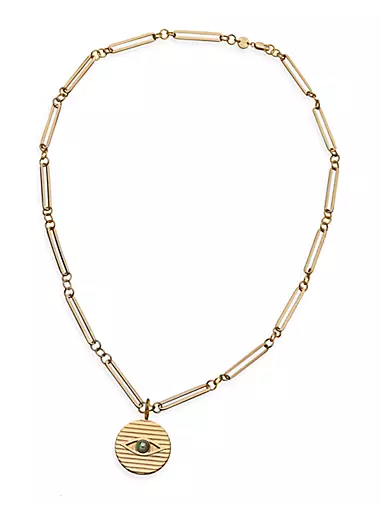 Samara 18K-Gold-Plated & Malachite Evil Eye Medallion Pendant Necklace
