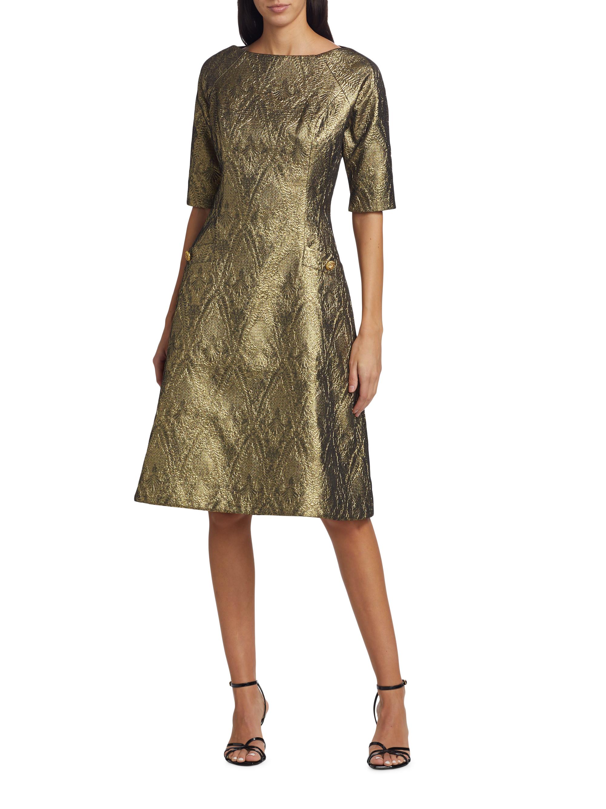Teri Jon by Rickie Freeman Metallic Jacquard Fit-&-Flare Dress | Saks Fifth  Avenue