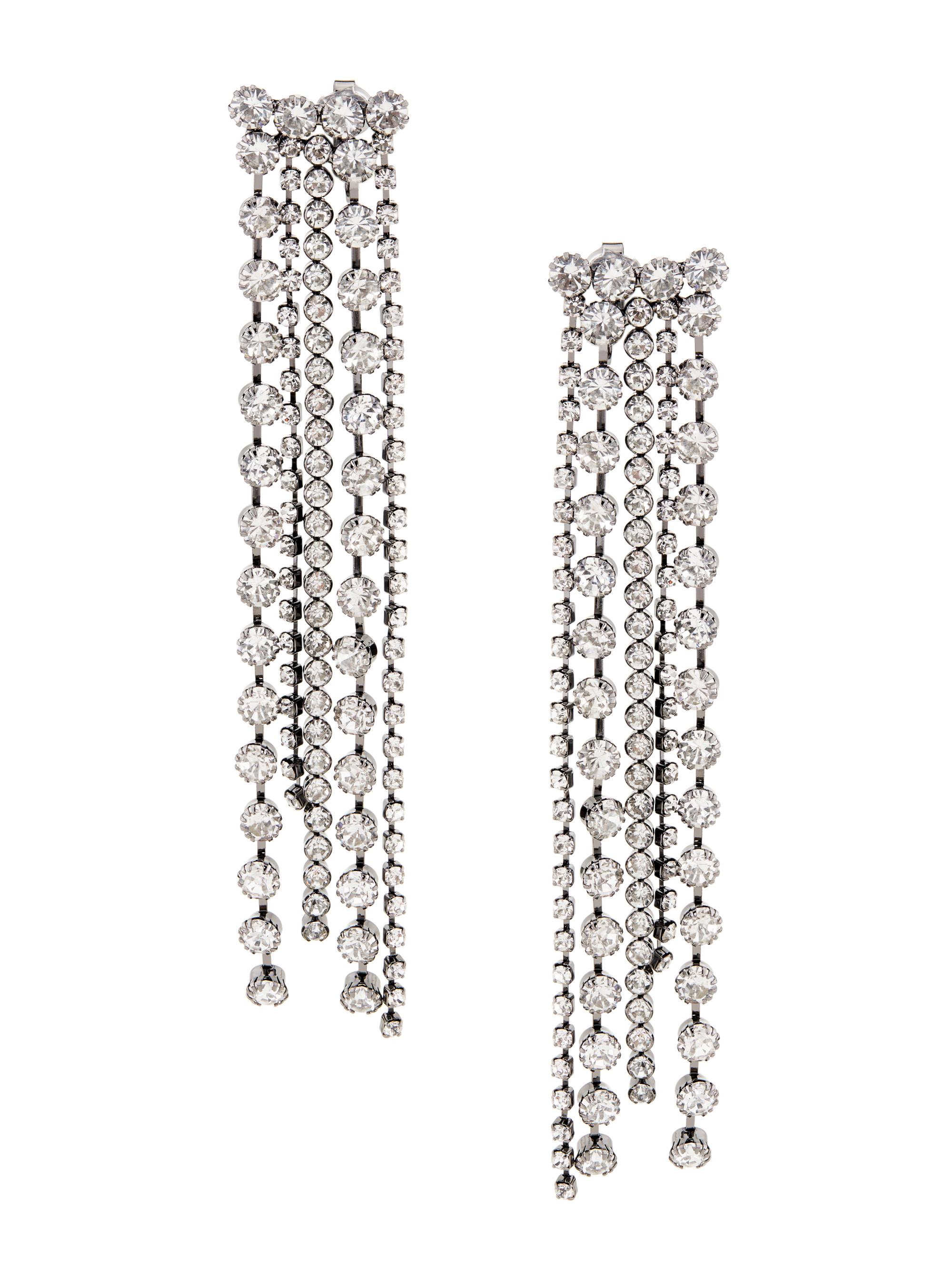 Kenneth Jay Lane Women's Gunmetal-Tone & Crystal Five-Row Drop Earrings - Gunmetal