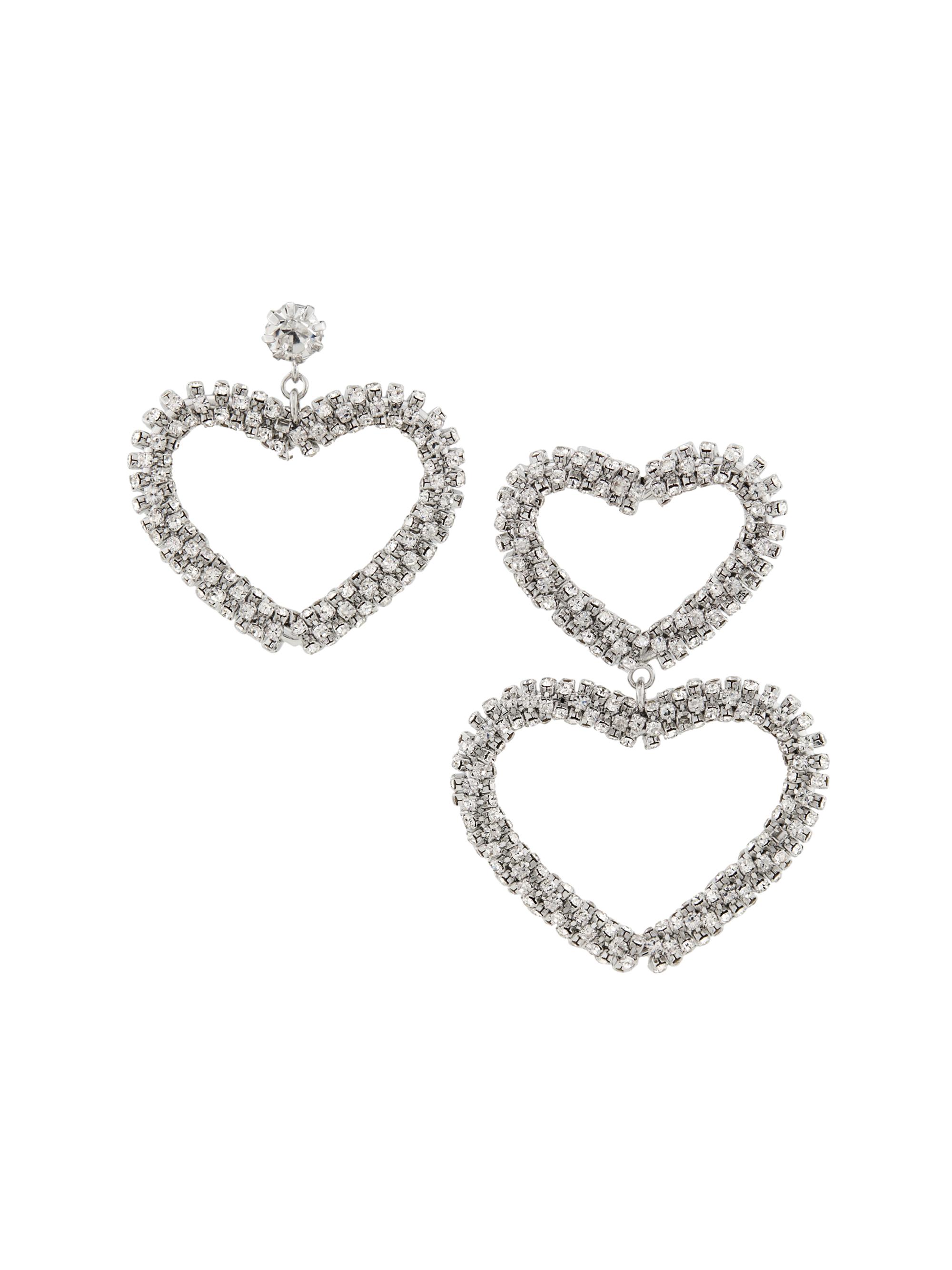 Kenneth Jay Lane Women's Silvertone & Crystal Mismatched Open Heart Earrings - Silver