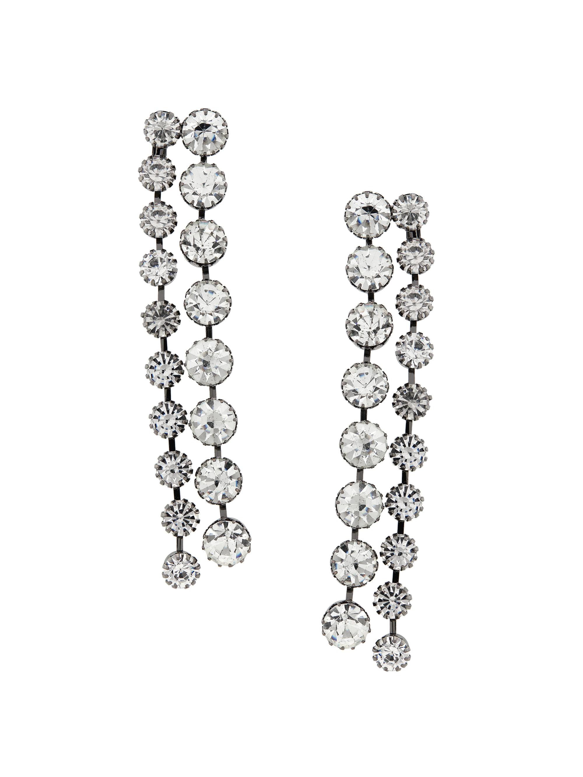 Kenneth Jay Lane Women's Gunmetal-Tone & Crystal Two-Row Drop Earrings - Gunmetal