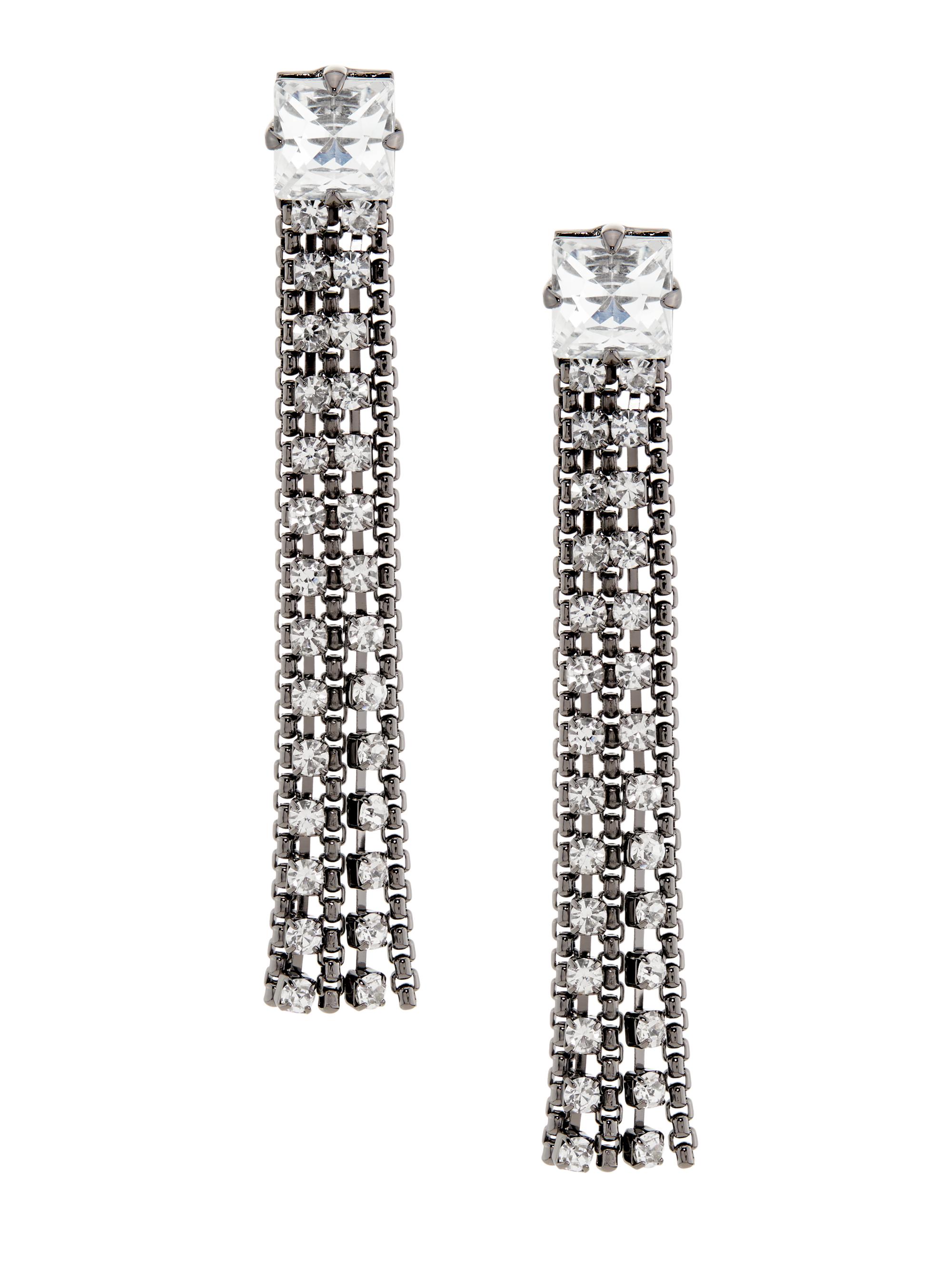 Kenneth Jay Lane Women's Gunmetal-Tone & Crystal Chain Drop Earrings - Gunmetal