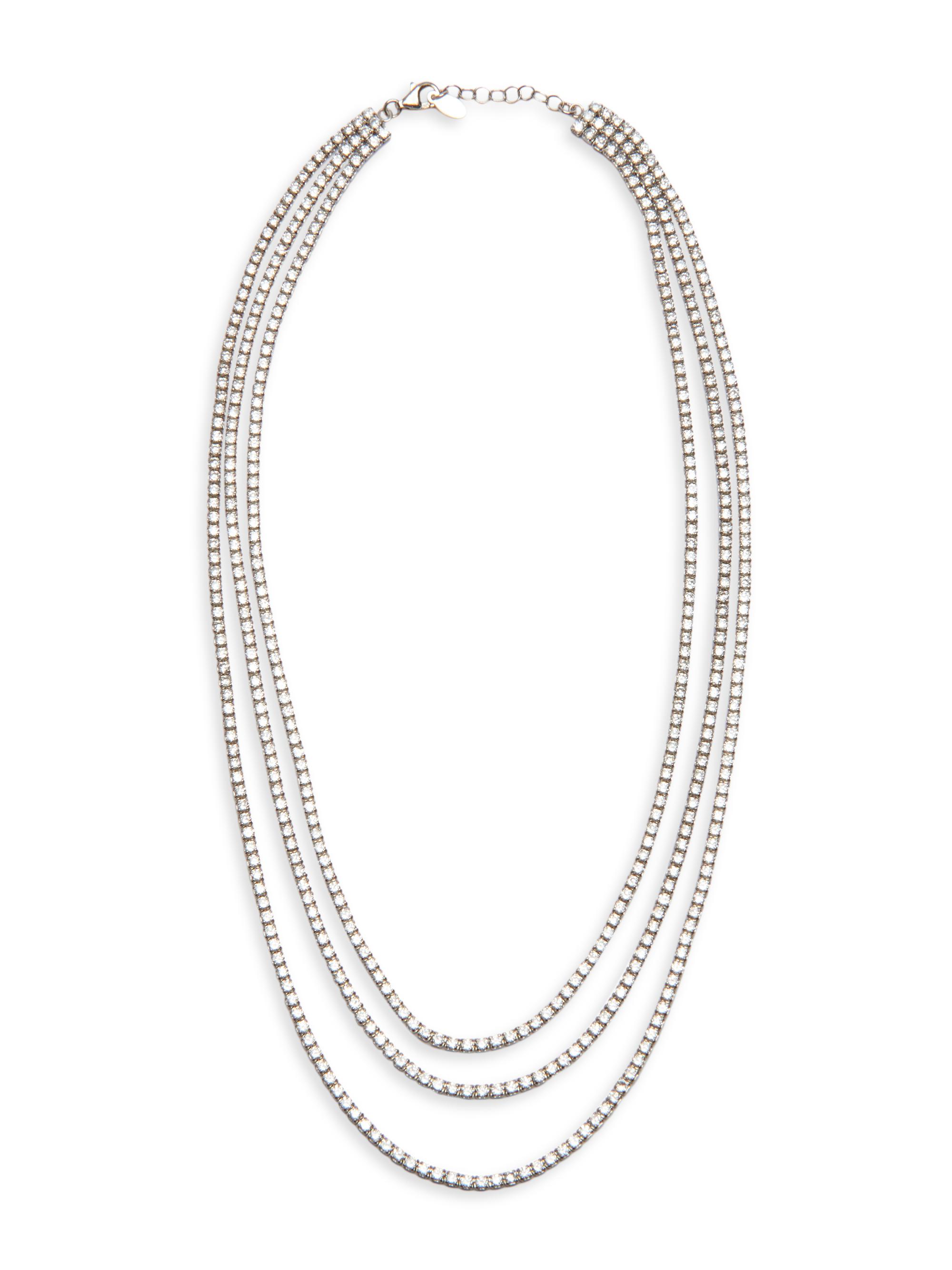 Nickho Rey Women's The Collection Tiered Rhodium Vermeil & Crystal Tennis Necklace - White Gold