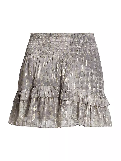Ramy Brook - Jane Printed Metallic Silk Miniskirt