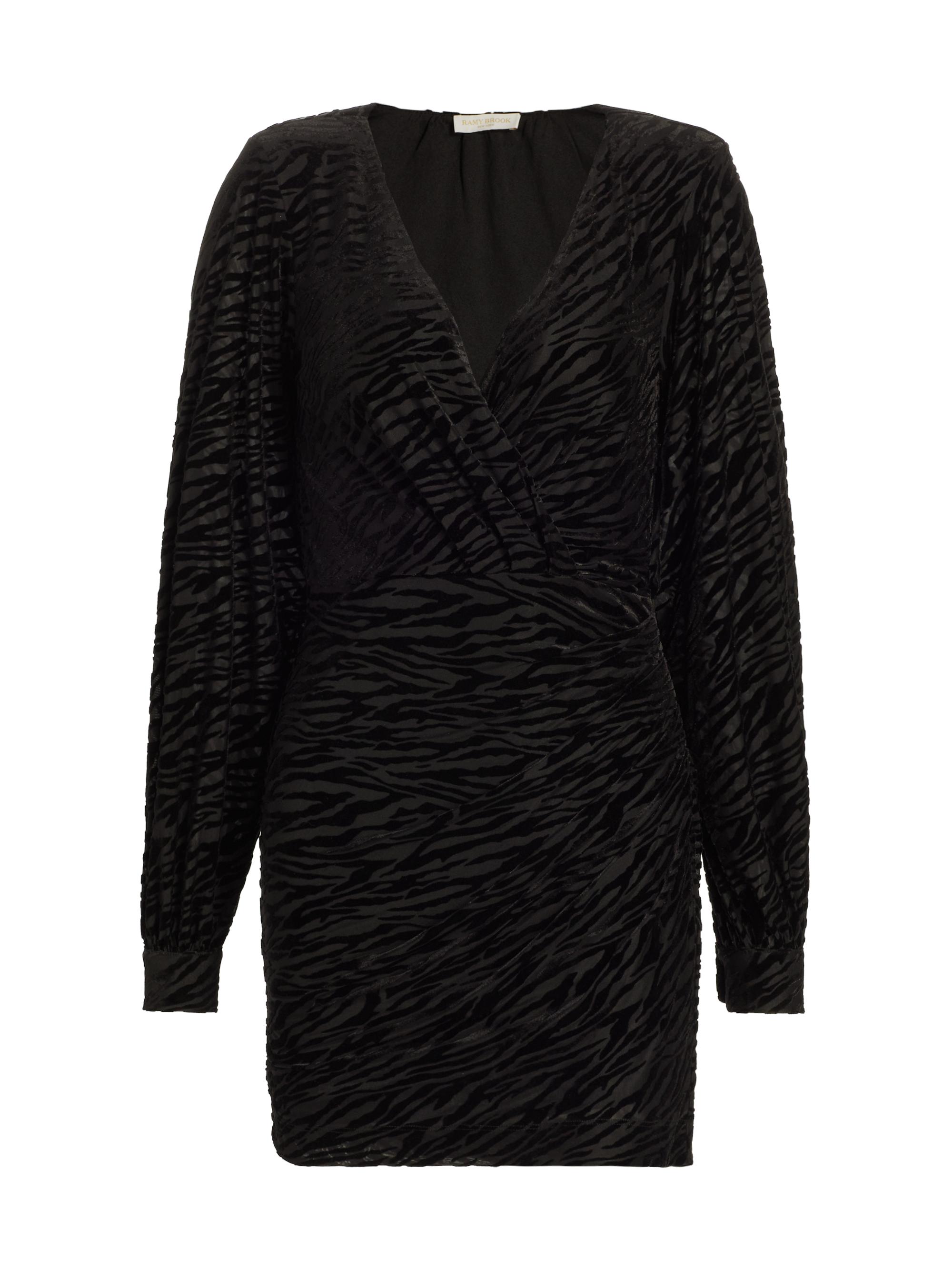 Ramy Brook Women's Kalan Leopard Wrap Minidress - Black Zebra Burnout