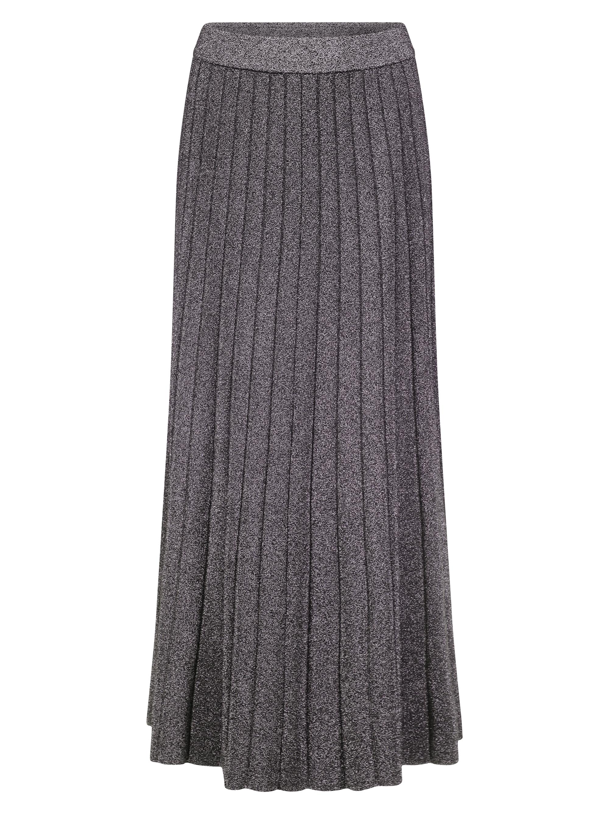 MICHAEL Michael Kors Women's Rib-Knit Metallic Maxi Skirt - Black Silver