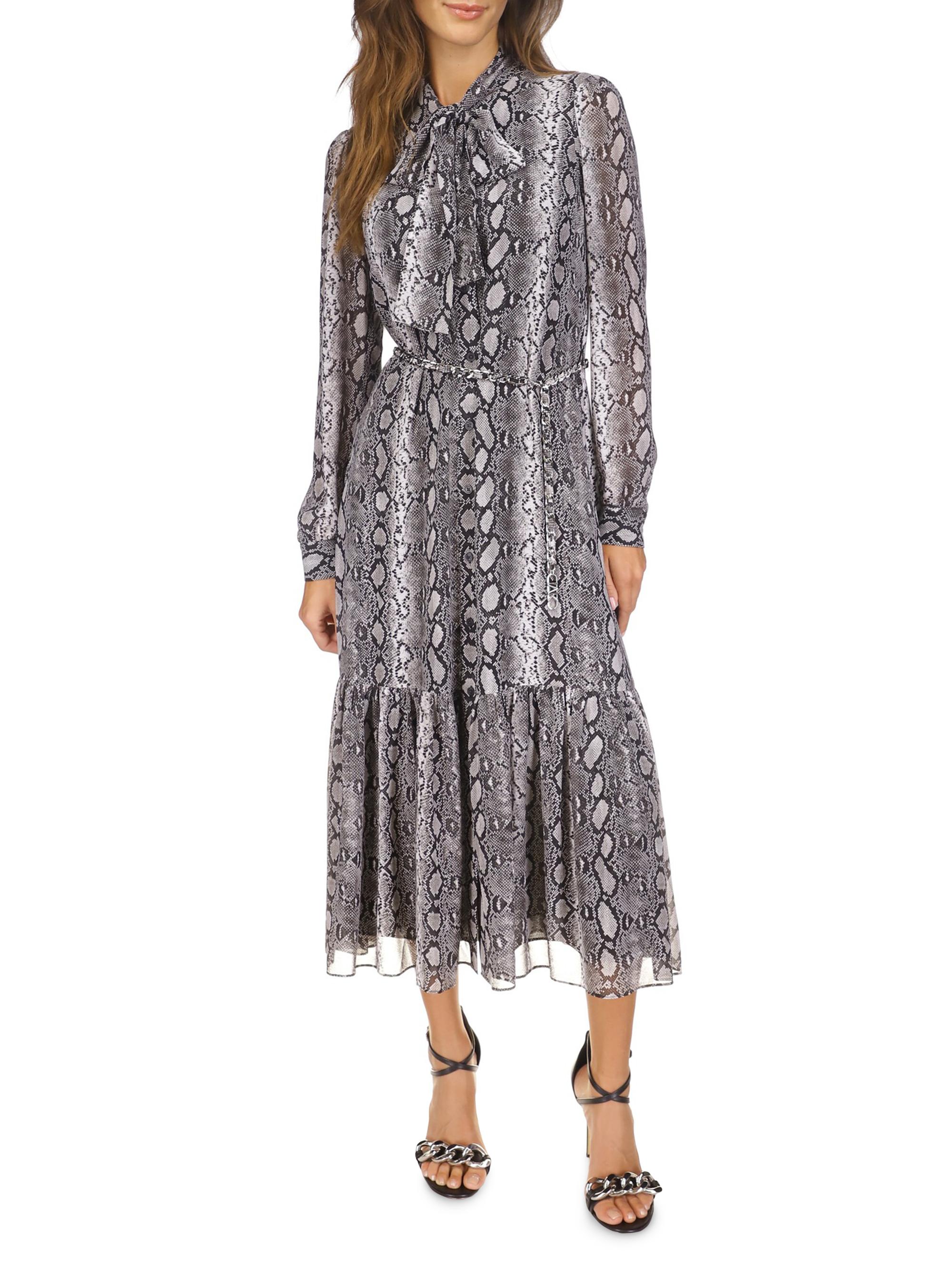 Shop MICHAEL Michael Kors Snakeskin Tiered Midi-Dress | Saks Fifth 
